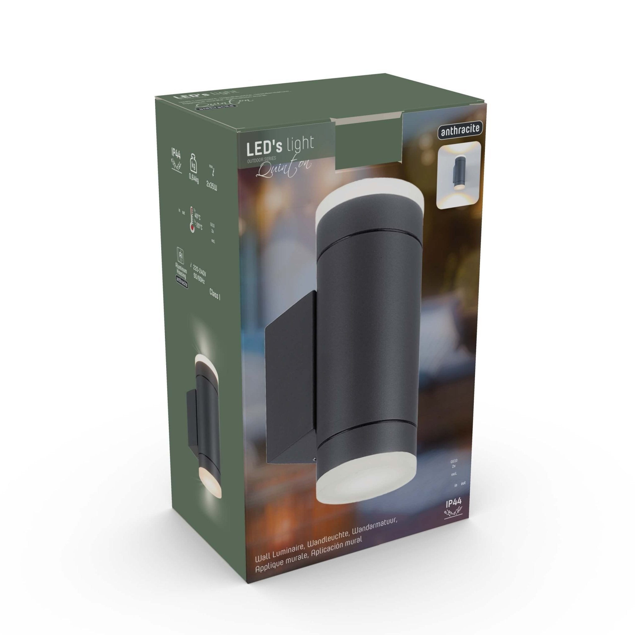 2 pack LED's Light AllWeather dubbele buitenlamp - Schijnt naar boven & beneden - IP44 - Antraciet Buitenlampen LED.nl