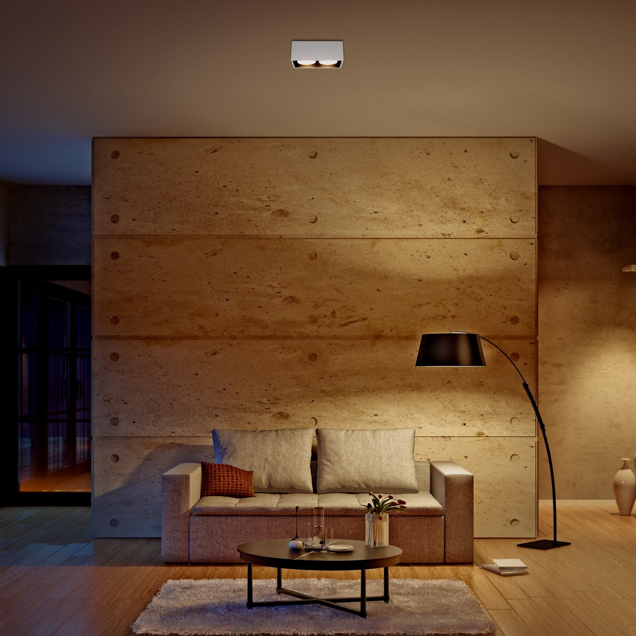 LED's Light Cube LED Plafondlamp - 2 lichtpunten - Draaibaar licht - Staal - 20 x 8 cm - Wit Plafondlampen LED.nl