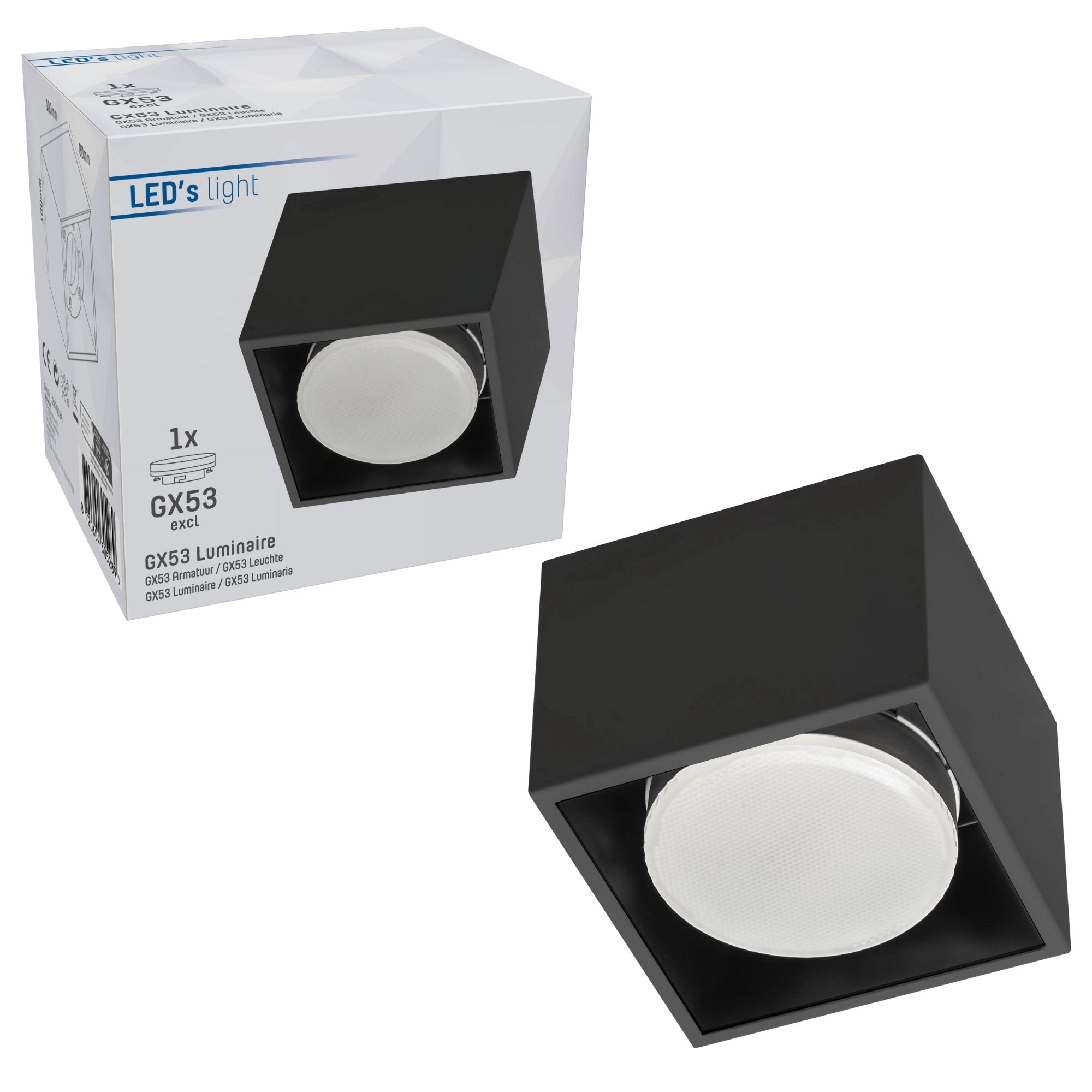 Cube Plafonniere met 1 lichtpunt - Draaibaar licht - Staal - 10 x 8 cm - Zwart Plafondlampen LED.nl