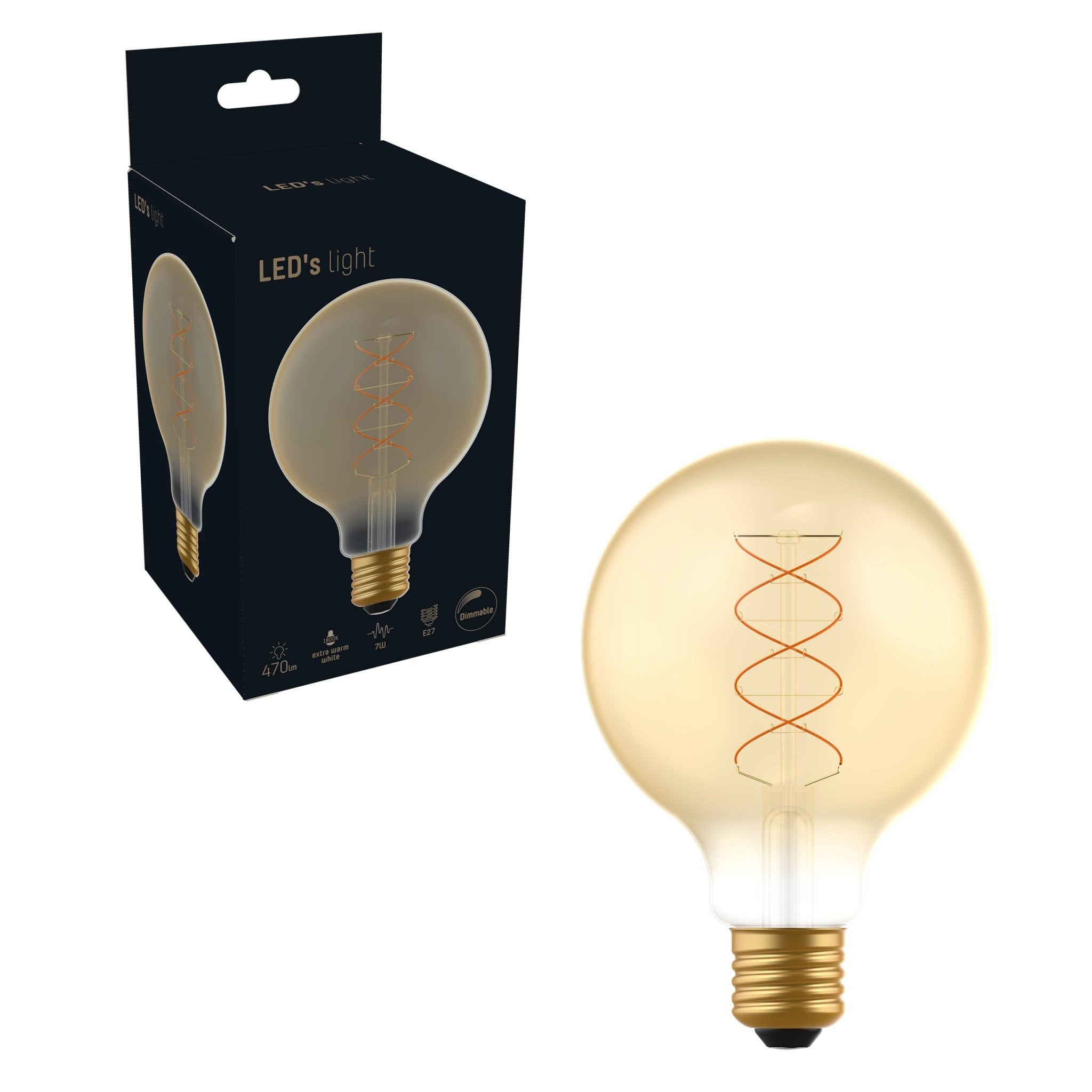 DecoDim LED Lamp Goud E27 - XL Ø 9.5 cm - Dimbaar - Extra warm wit - 5W (25W) Decoratieve Lichtbronnen LED.nl