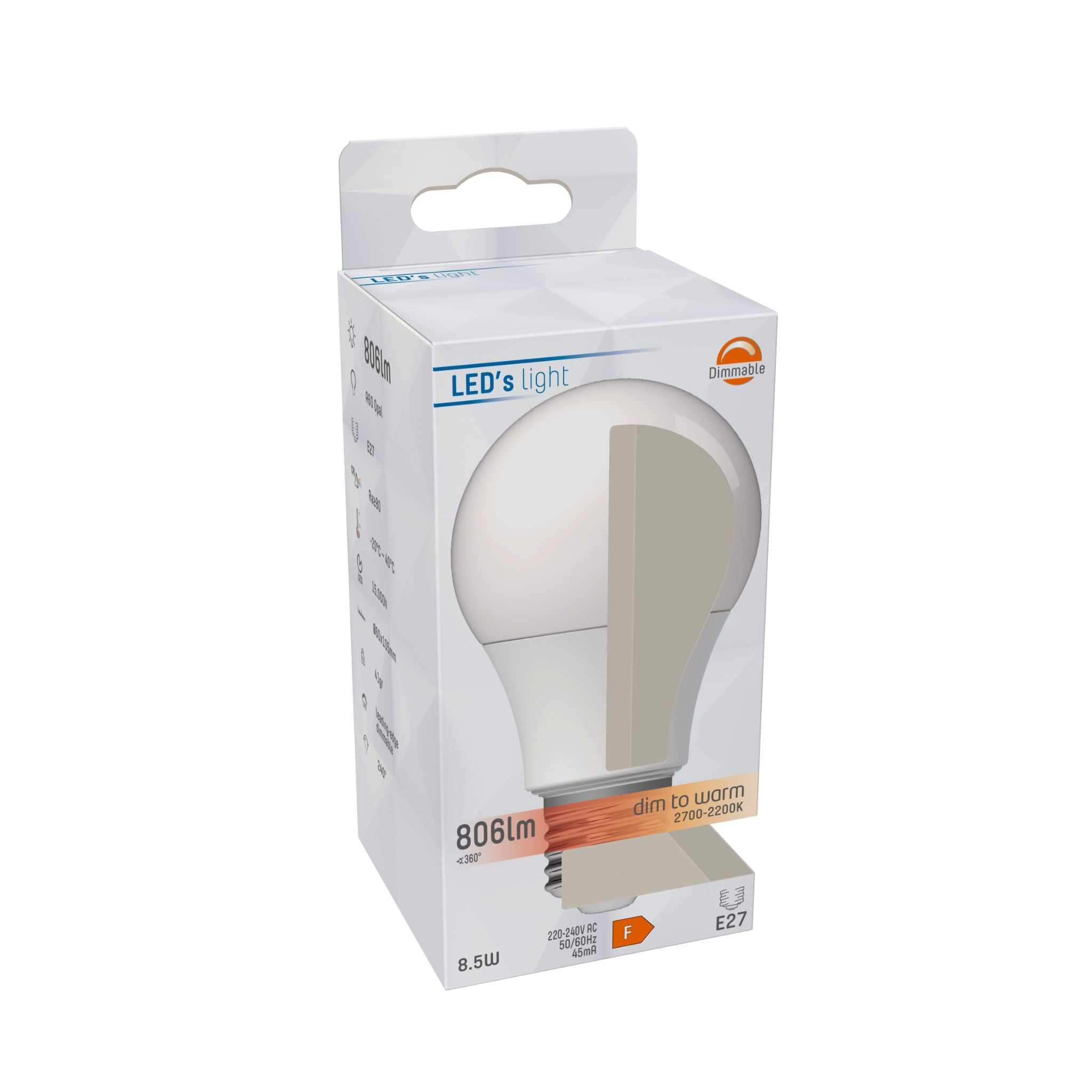 Dimbare LED Lamp E27 - Dimbaar naar extra warm wit - 1 lamp Dimbare lampen LED.nl