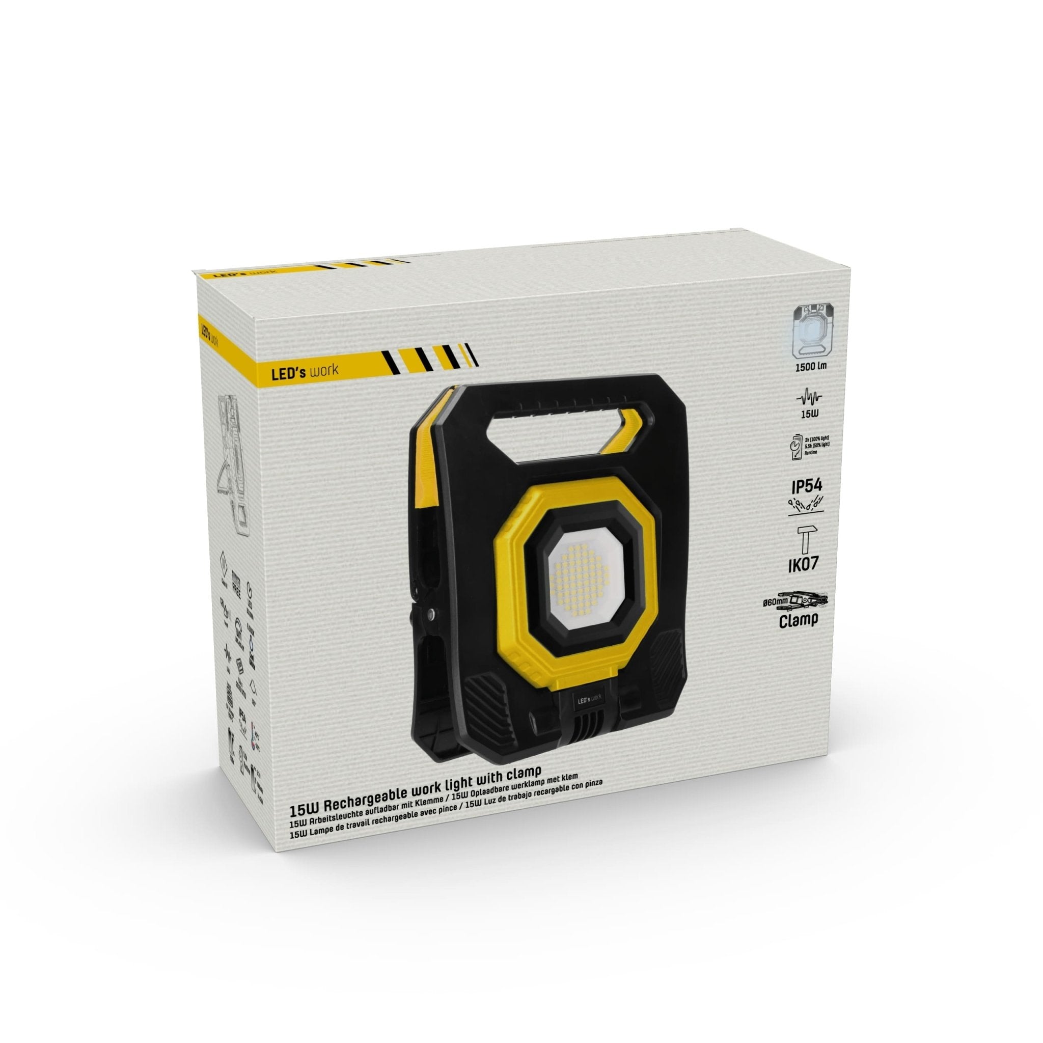 LED's Work Oplaadbare Werklamp 1500 - Met accu oplaadbaar - Draadloos - IP54 waterbestendig Werklampen LED.nl