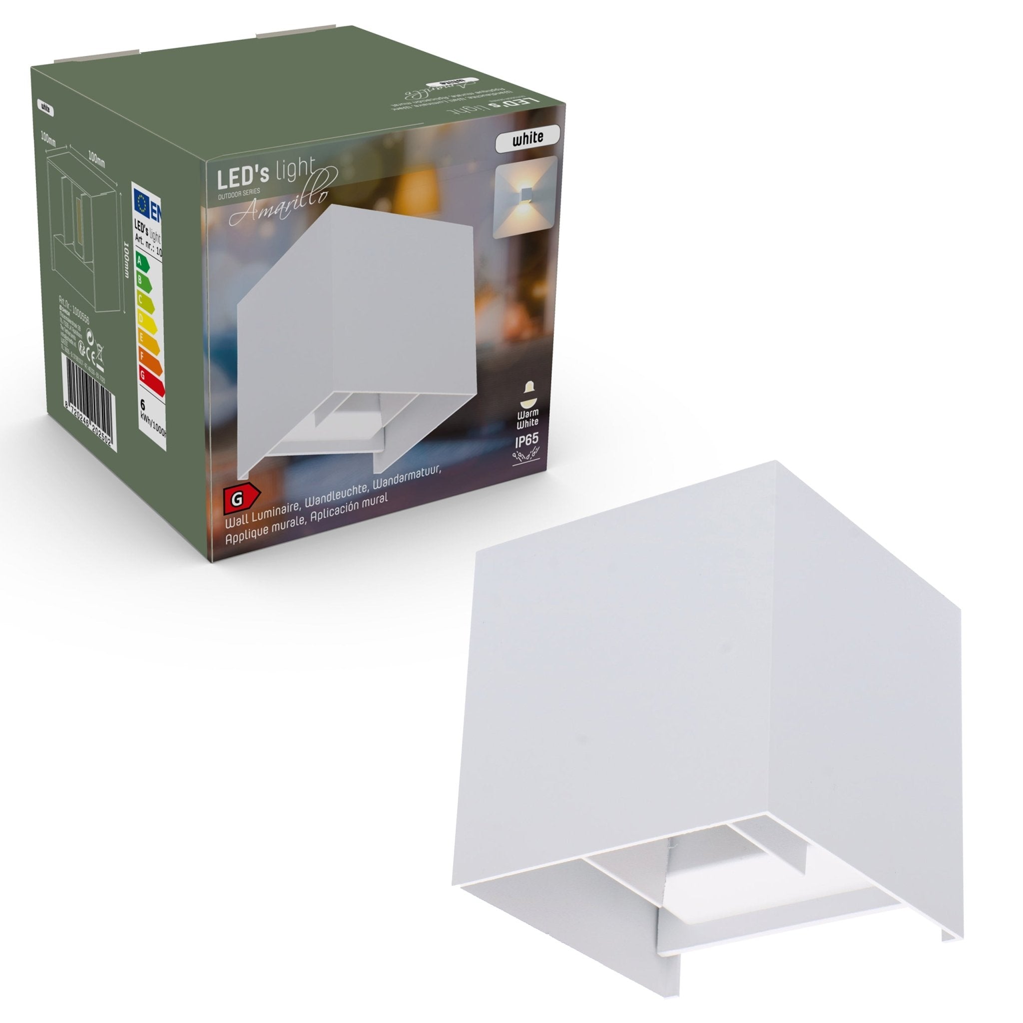 LED's Light Kubus LED Wandlamp voor buiten - Omhoog&Omlaag licht - IP65 - Wit Wandlampen LED.nl