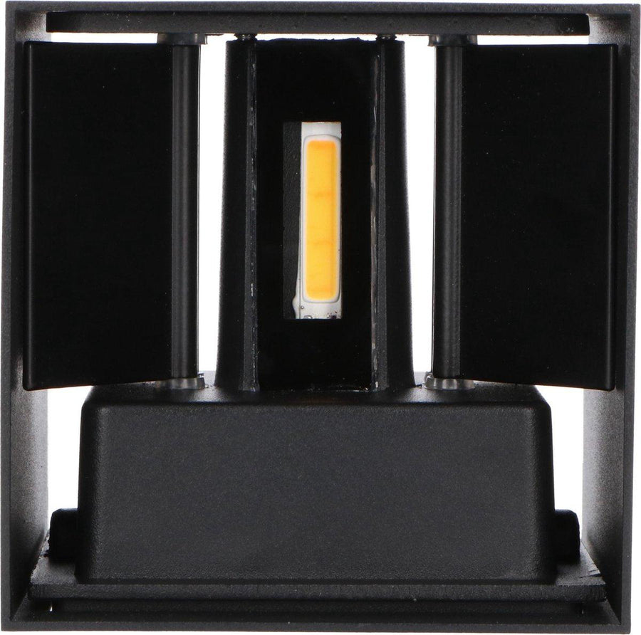 LED's Light Kubus LED Wandlamp voor buiten - Omhoog&Omlaag licht - IP65 - Zwart Wandlampen LED.nl