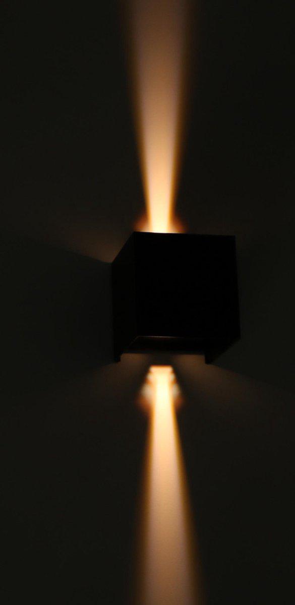 LED's Light Kubus LED Wandlamp voor buiten - Omhoog&Omlaag licht - IP65 - Zwart Wandlampen LED.nl