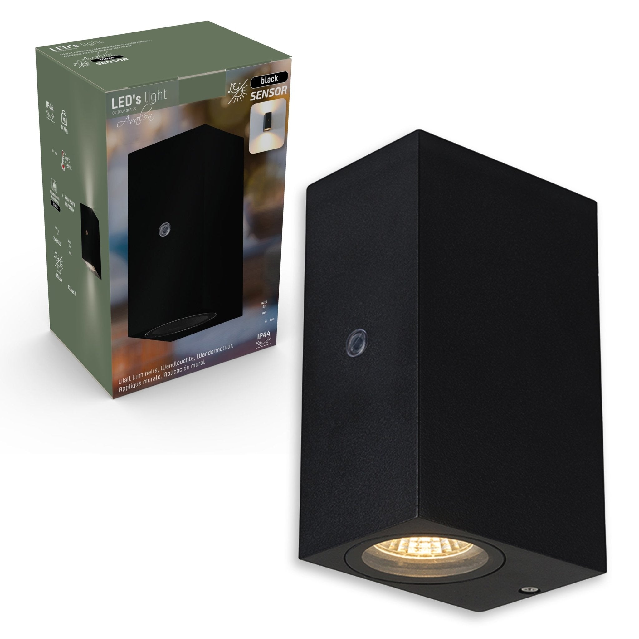 3 pack - LED's Light Up & Down LED Buitenlamp met sensor - IP44 waterdicht - GU10 fitting - Model Napoli - Zwart Buitenlampen LED.nl