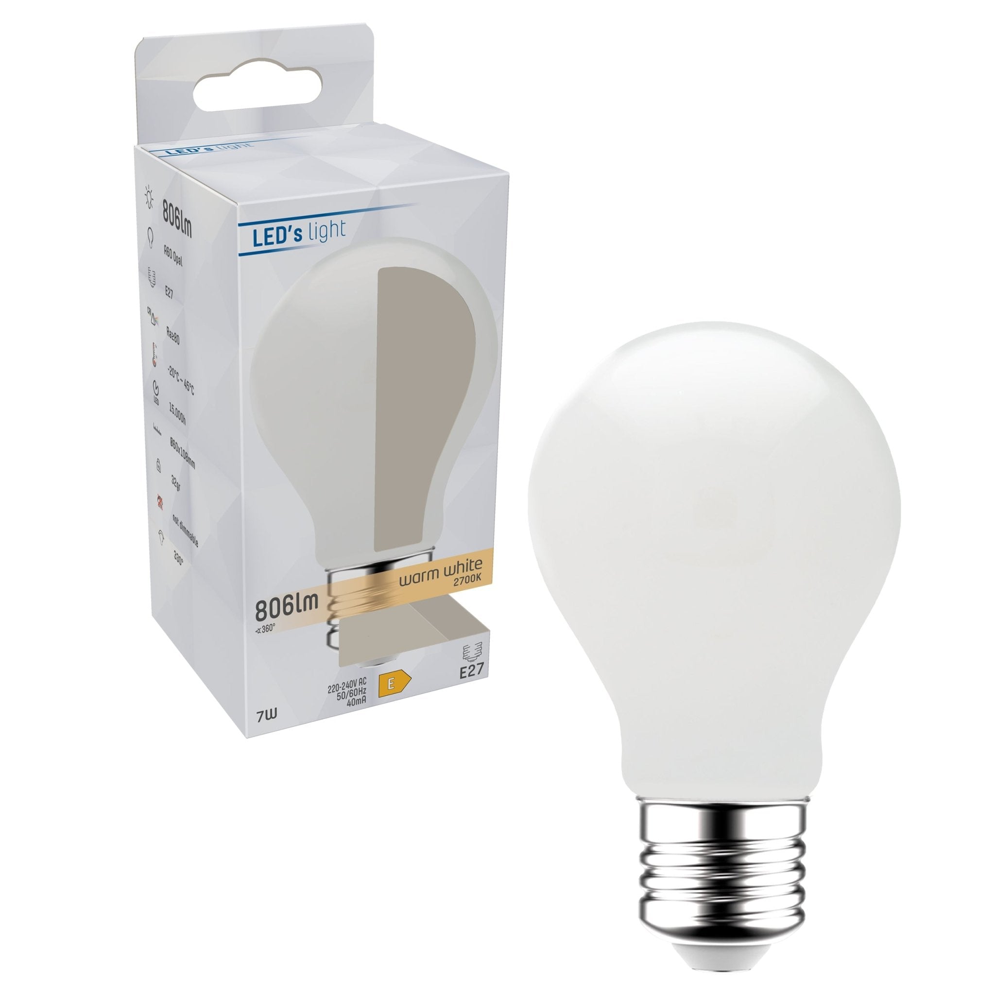 LED Filament Lamp E27 - Melkglas - Warm wit - 7W vervangt 60W LED Filament Lampen LED.nl