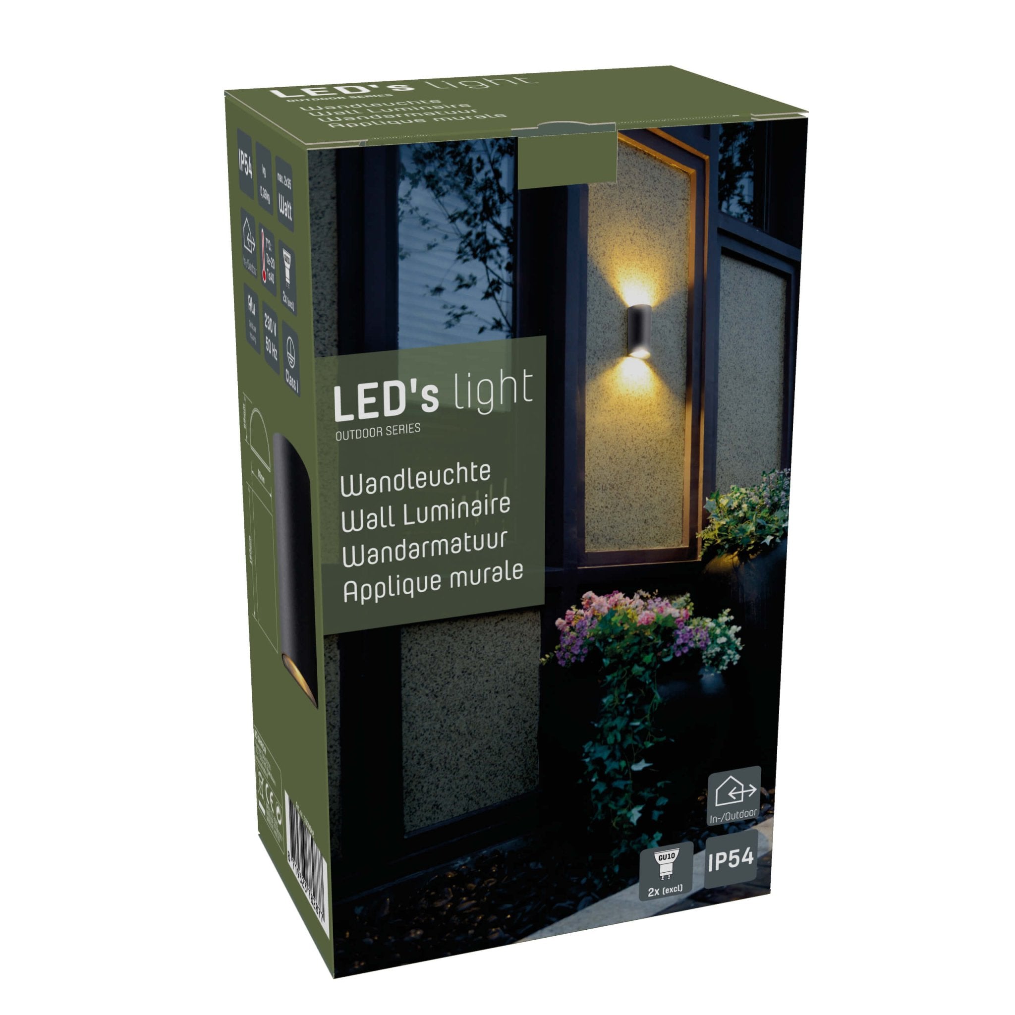 3 pack LED's Light LED Muurlamp Buiten - Halve cilinder met 2 lichtpunten - Model Siena - IP44 - Antraciet Wandlampen LED.nl