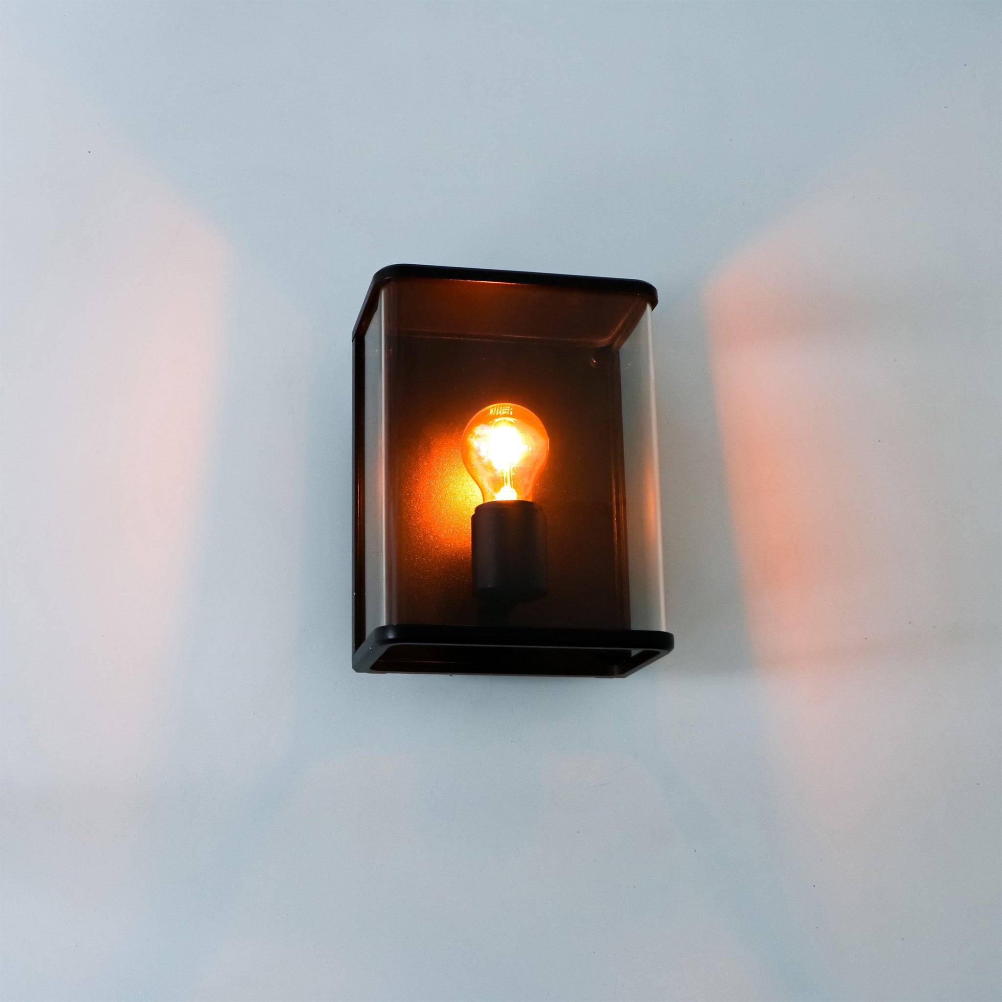 LED Wandlamp Glas - Rondom licht - Rechthoek - E27 fitting - IP44 - Zwart Wandlampen LED.nl