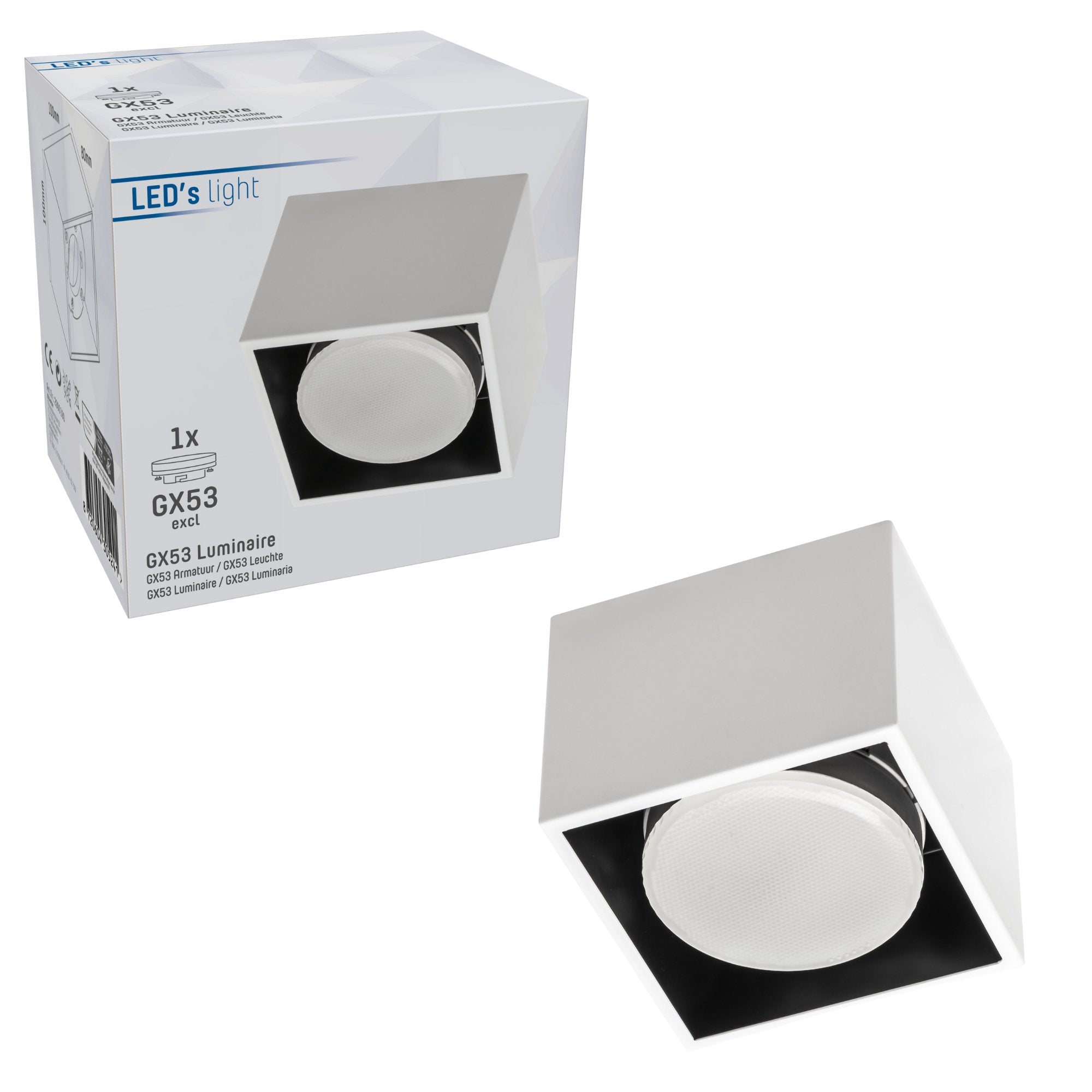 LED's Light Cube LED Plafondlamp - 1 lichtpunt - Draaibaar licht - Staal - 10 x 8 cm - Wit Plafondlampen LED.nl