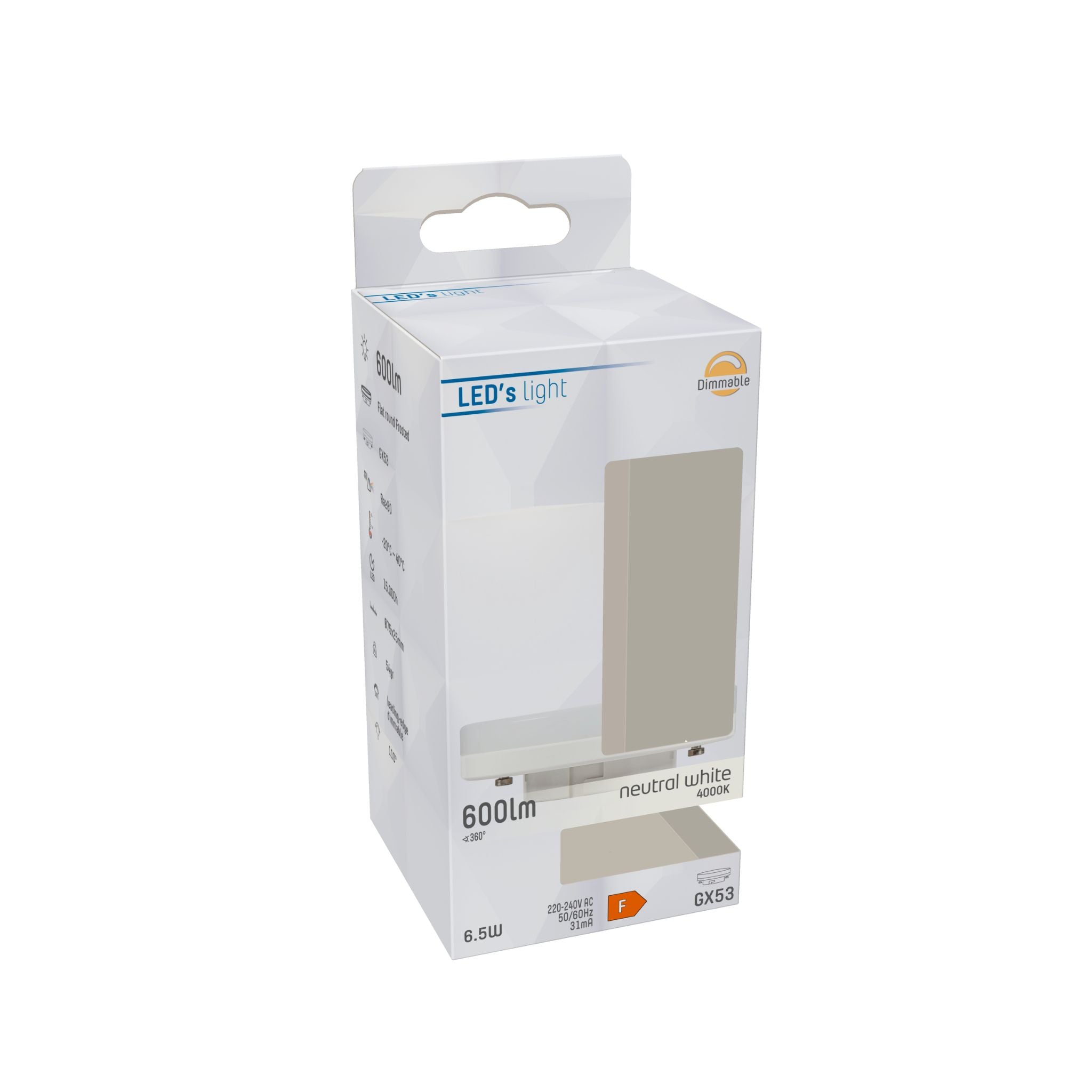 LED Lamp met GX53 fitting - Dimbaar koud wit licht - 6W/48W Dimbare lampen LED.nl