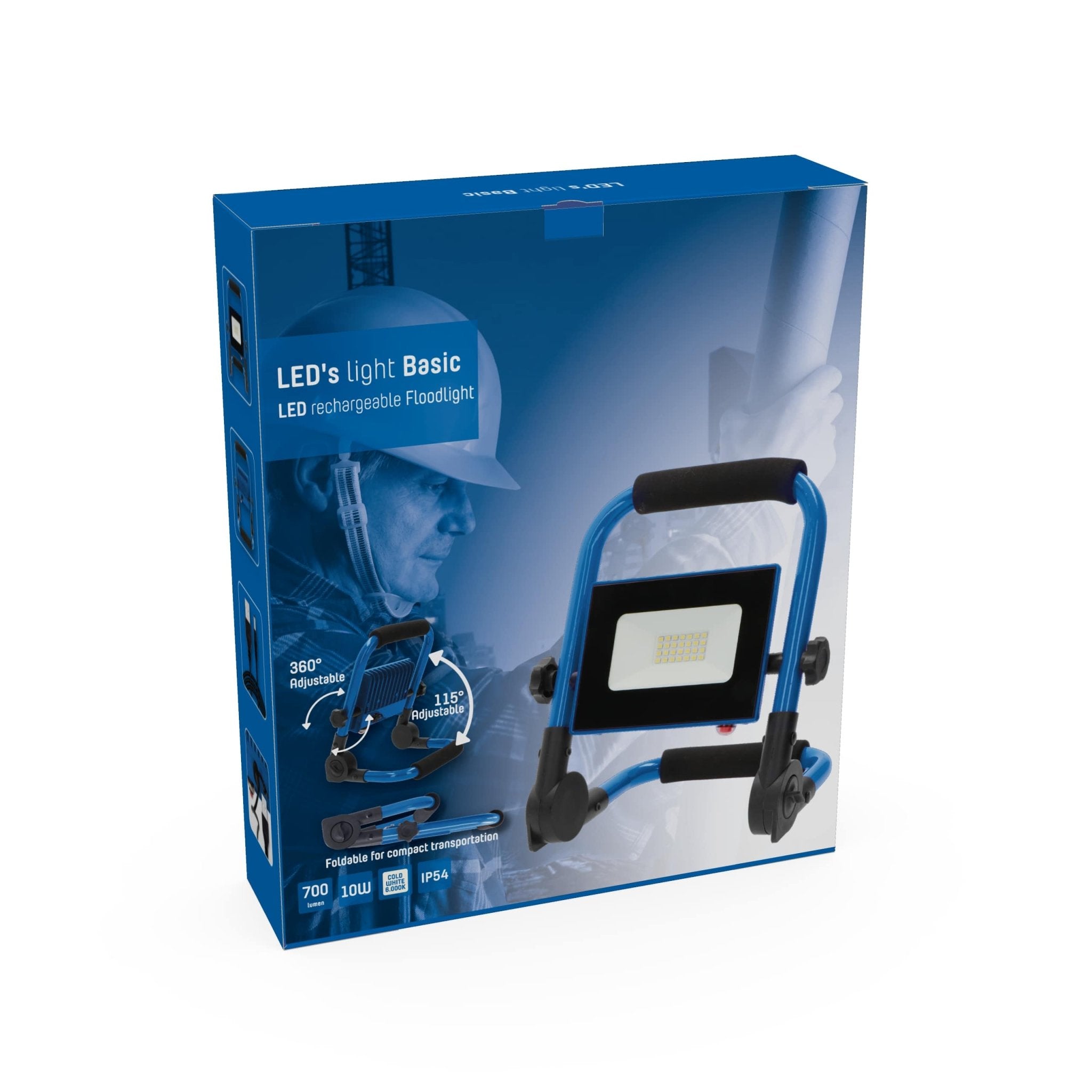 LED's Light Basic Werklamp 700 - Oplaadbaar met accu - Compact en opvouwbaar – IP54 Werklampen LED.nl