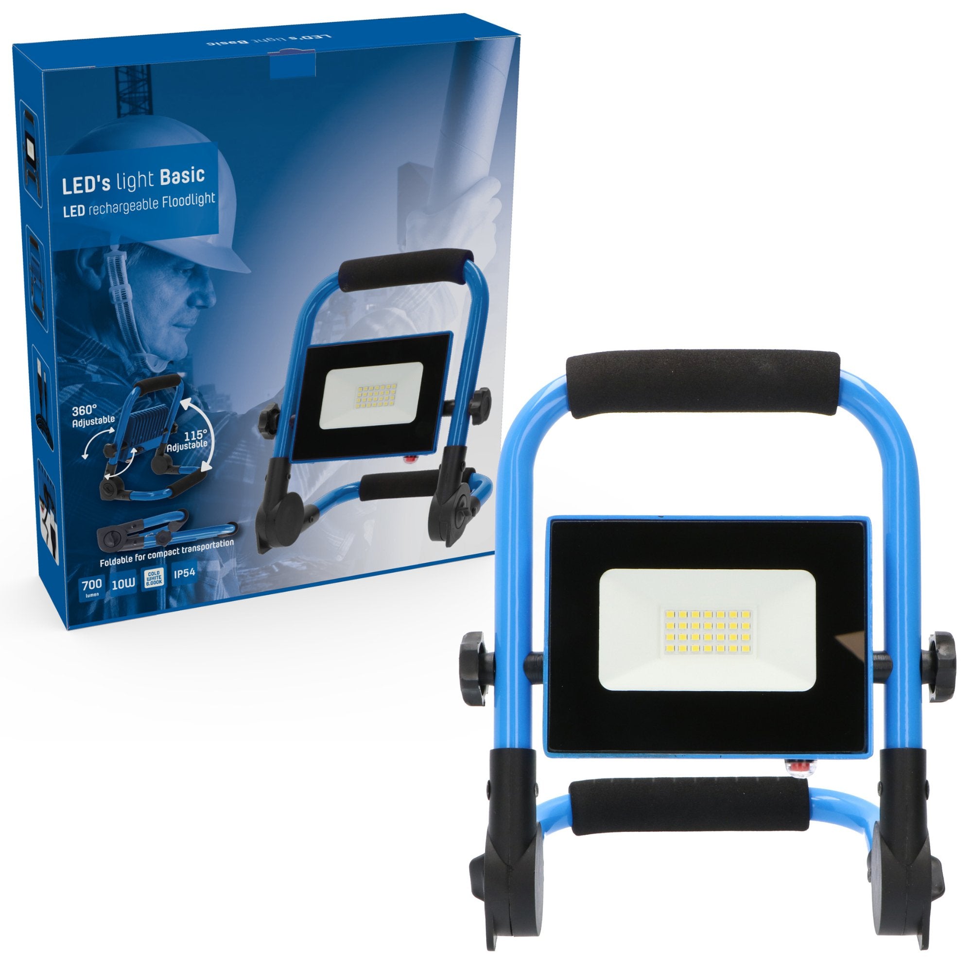 LED's Light Basic Werklamp 700 - Oplaadbaar met accu - Compact en opvouwbaar – IP54 Werklampen LED.nl