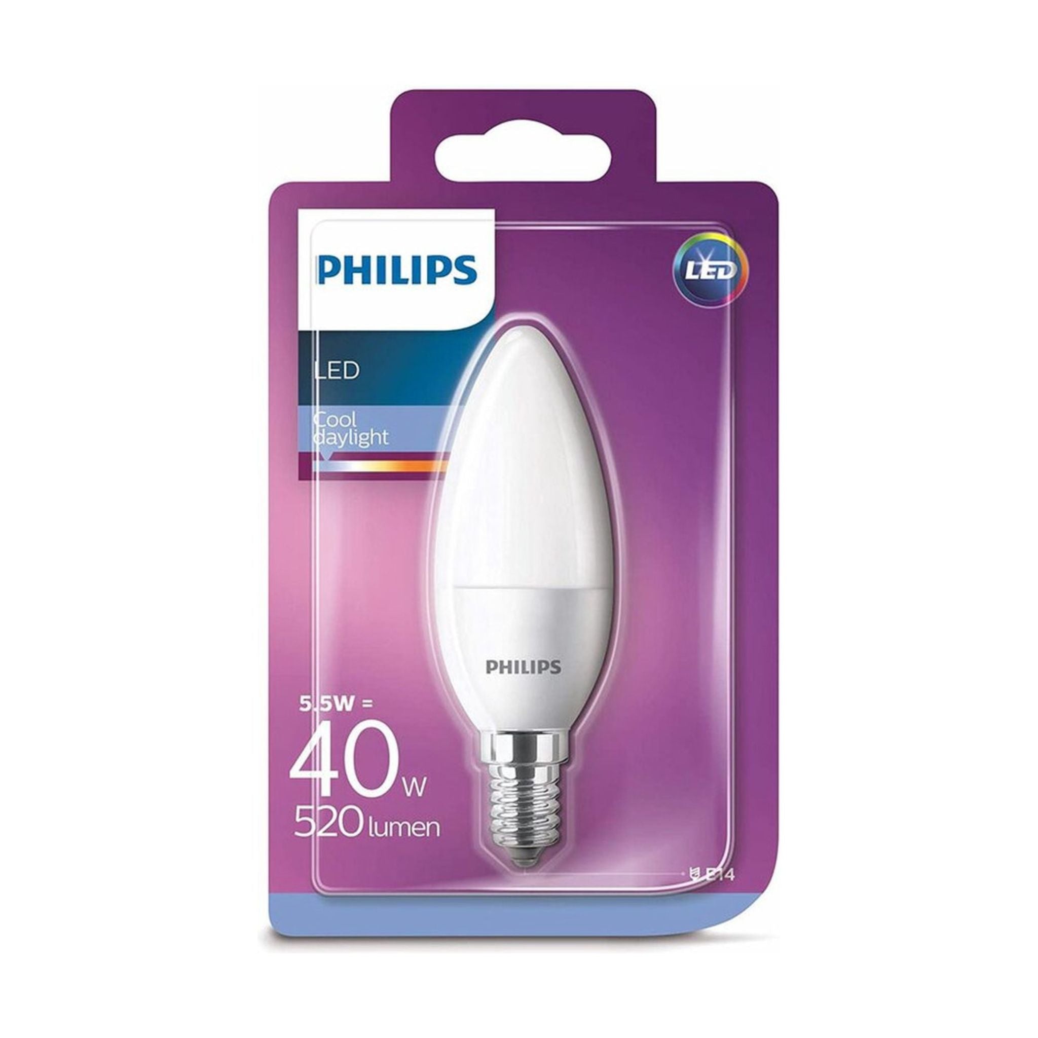Philips E14 LED Kaarslamp - Mat - Neutraal wit licht - 5.5W vervangt 40W Lichtbronnen LED.nl