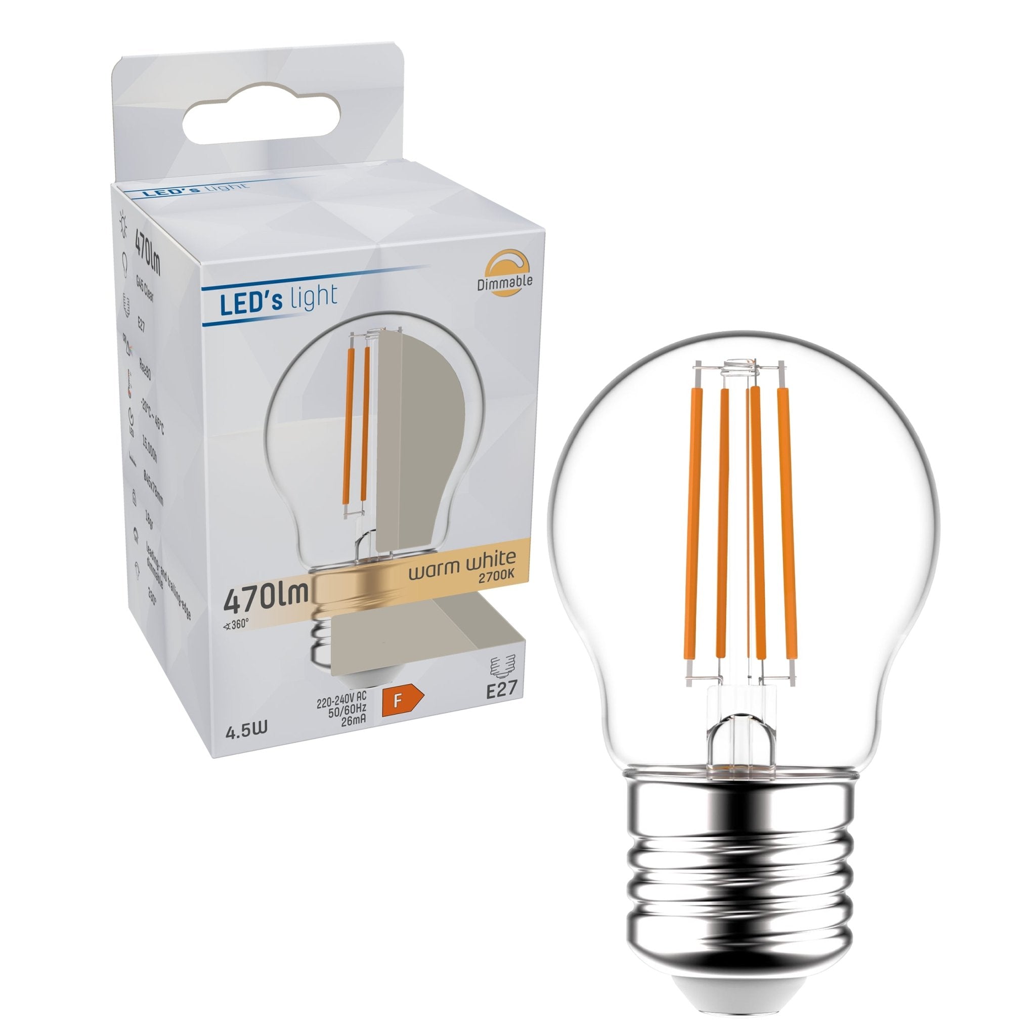 Dimbare LED Lamp E27 - Dimbaar warm wit licht - 470 lm Dimbare filament lampen LED.nl