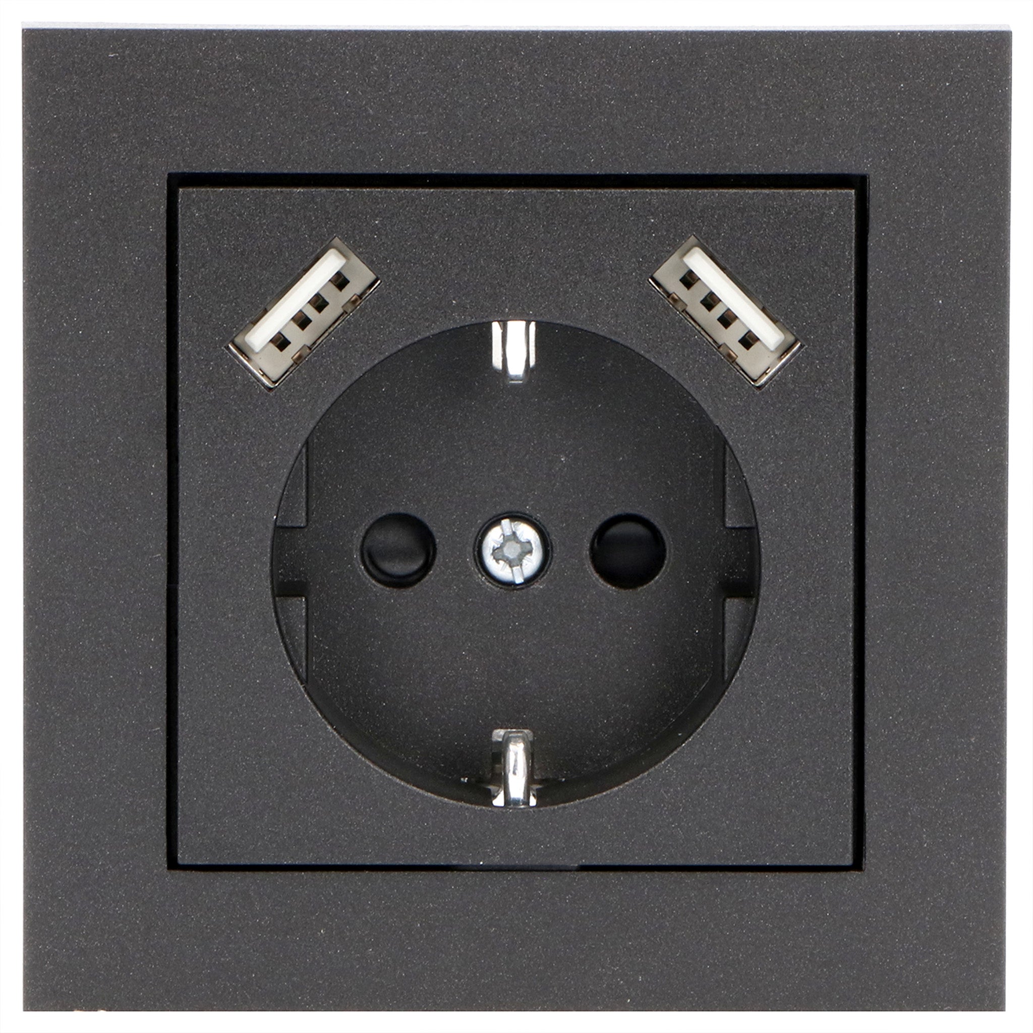 Reflex Inlegplaat voor wandcontactdoos met 2 USB - Zwart Stekkers LED.nl