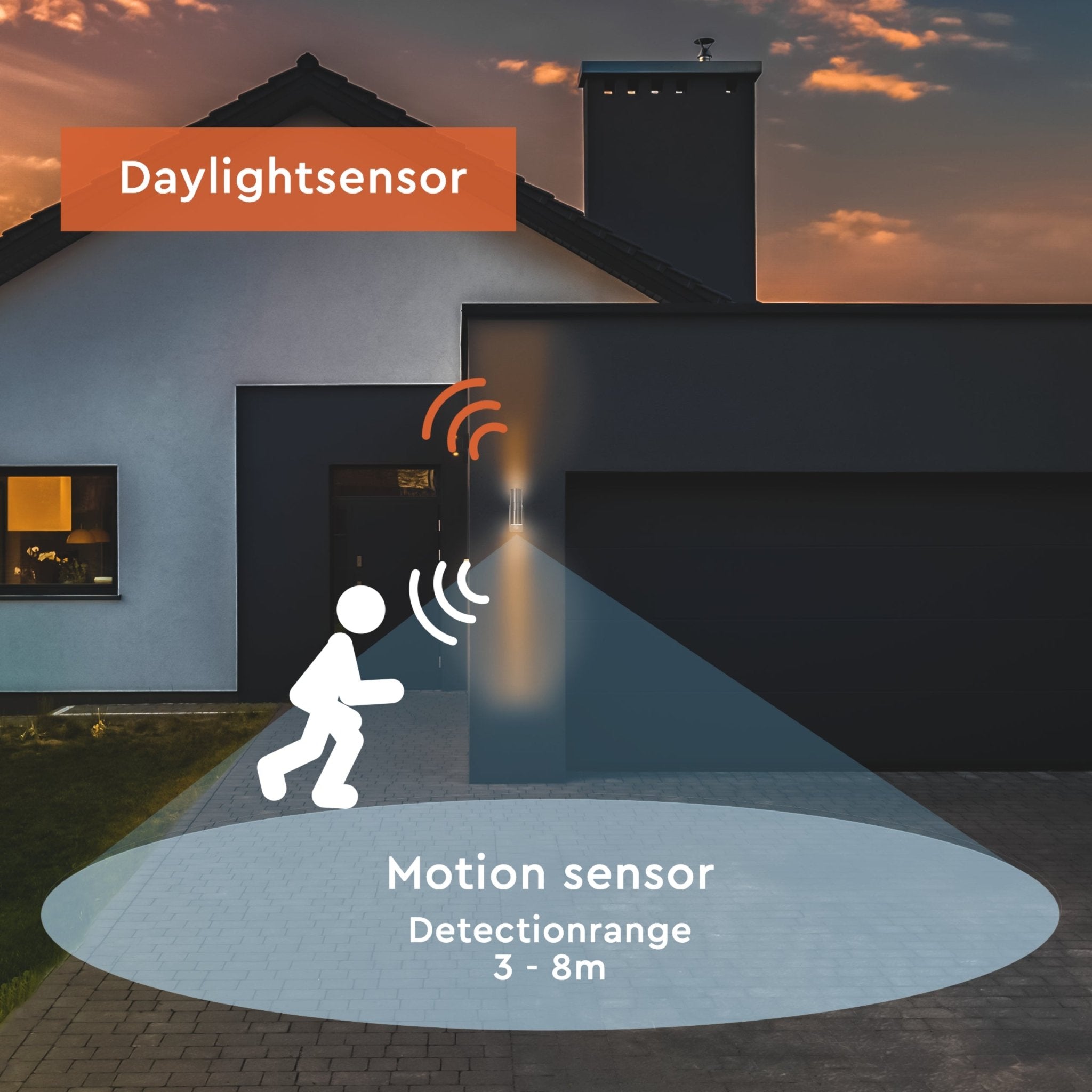 LED's Light RVS LED Buitenlamp met Bewegingssensor - 2 lichts up & down - IP44 - Zilver Buitenlampen LED.nl