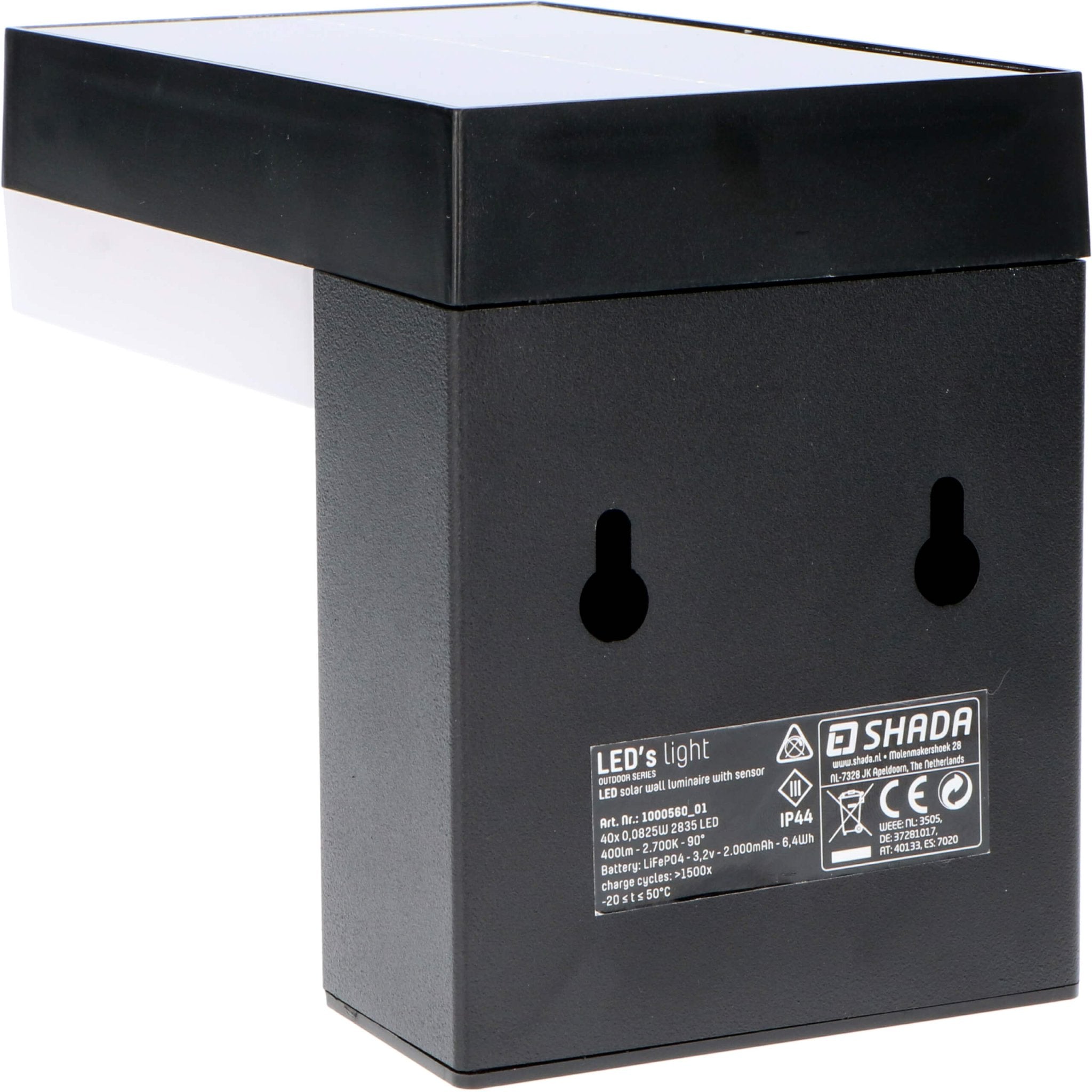 LED's Light RVS Solar LED Muurlamp met Bewegingssensor - Draadloos - Vierkant - 3 standen - Zwart Buitenlampen LED.nl