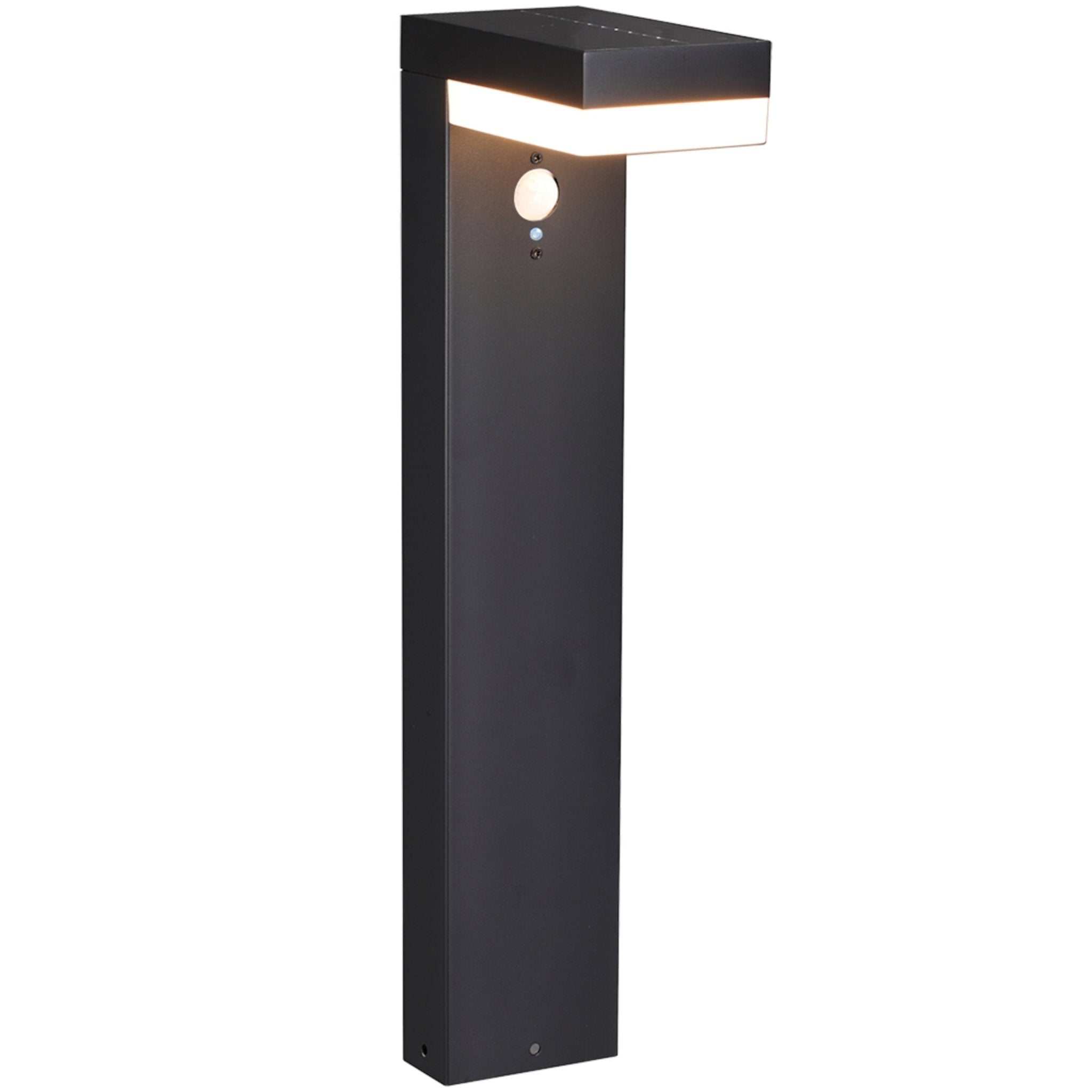 LED's Light RVS Solar LED Tuinlamp Paallamp met Bewegingssensor - Draadloos - 3 standen - Zwart Buitenlampen LED.nl