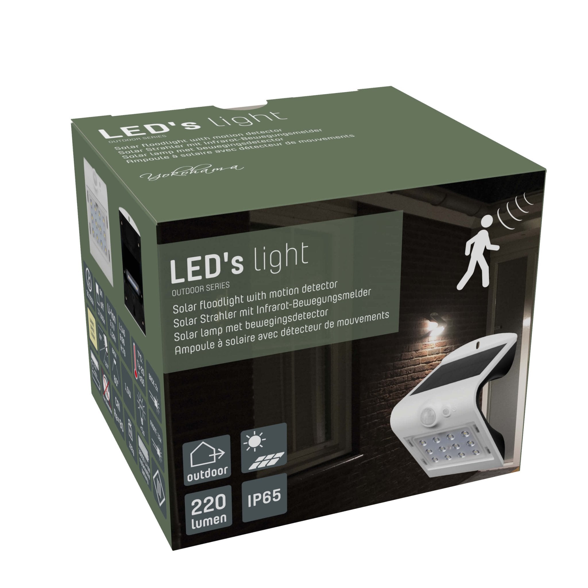 LED's Light Solar LED Wandlamp met Bewegingssensor 220 - 3 lichtstanden - Automatisch aan/uit - Wit Buitenlampen LED.nl