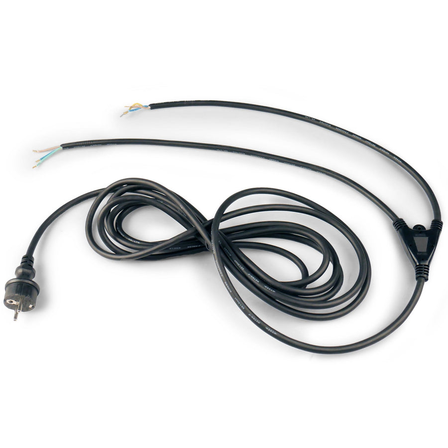 Universelles Außenkabel 3-adrig mit 2 Enden – 5 Meter lang – EU-Stecker – IP44 spritzwassergeschützt – H07RN-F 3G1,0 mm² - LED.de