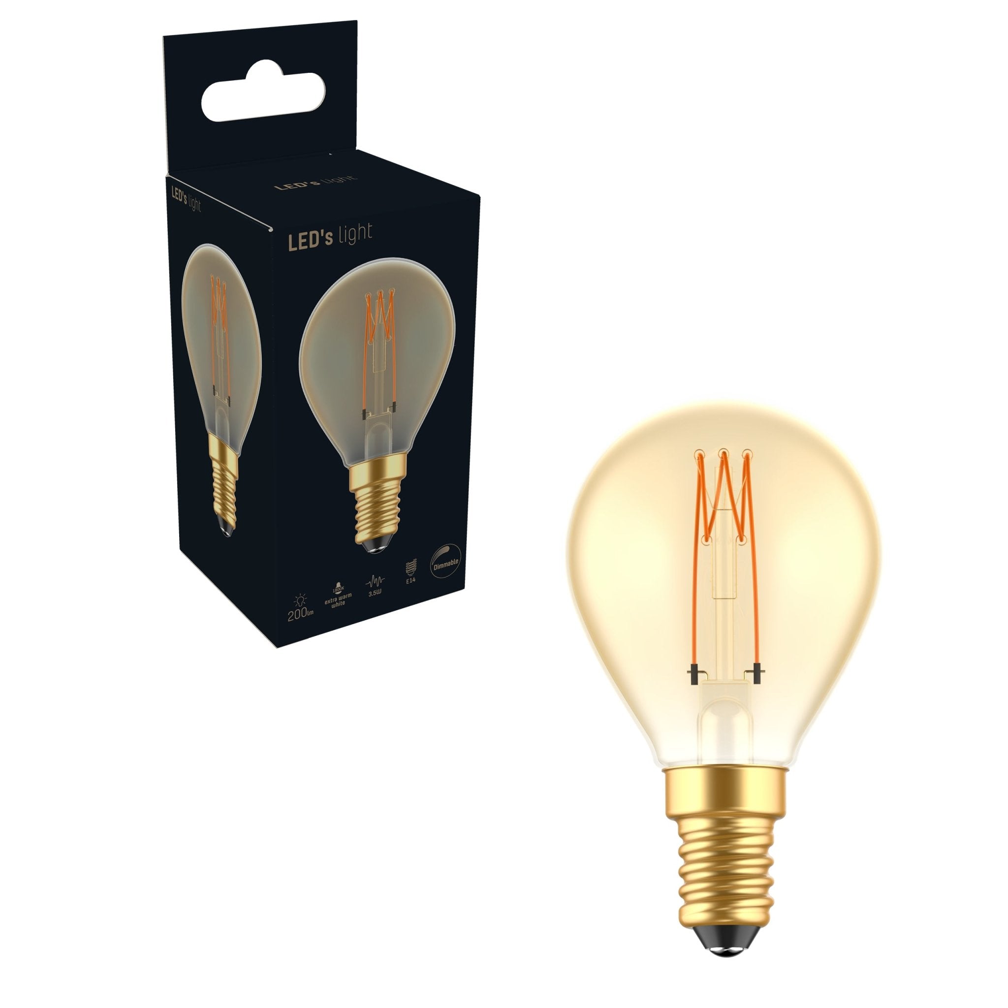 LED Lamp goud E14 - Gloeilamp design - Dimbaar extra warm wit - 1800K Decoratieve Lichtbronnen LED.nl
