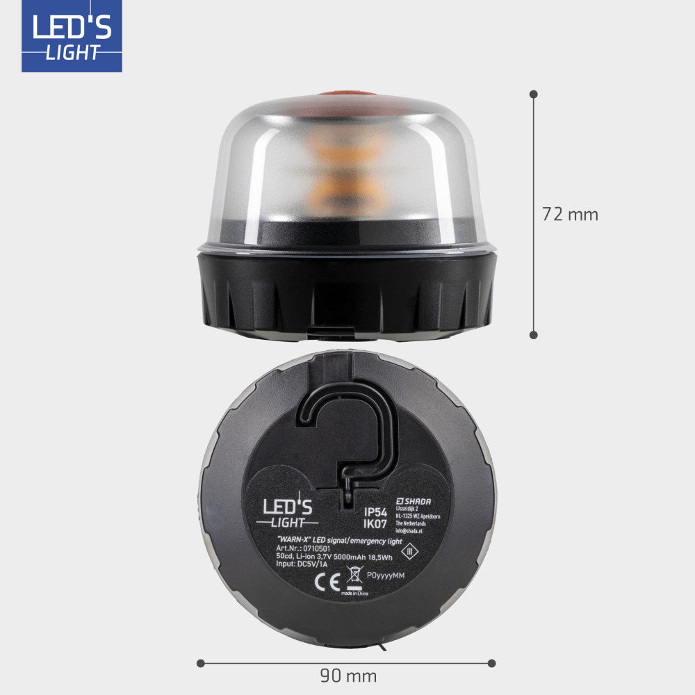 WARN-X LED signaal-noodverlichting -5000mAh - IP54 - Amber LED.nl