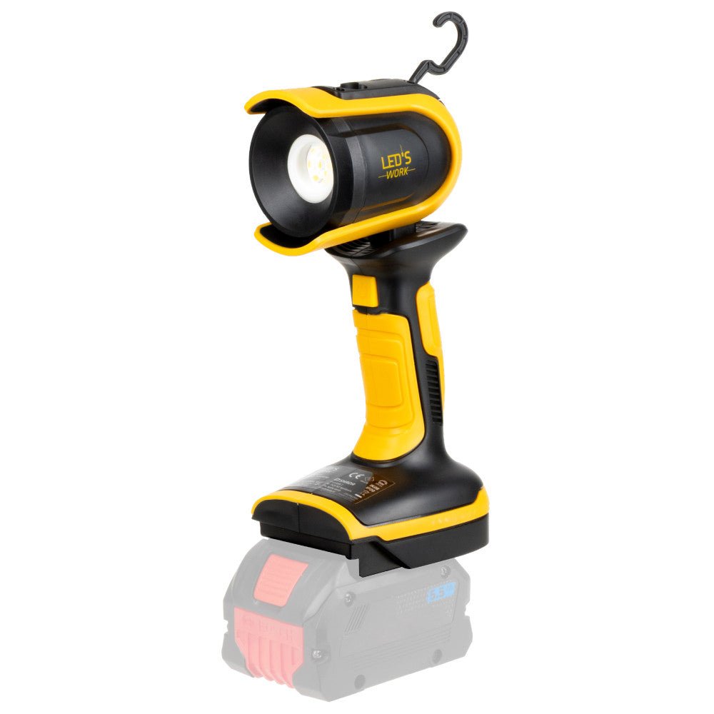 LED's Work 18V Accu werklamp incl Adapters voor elektrisch gereedschap - 5W 500lm 5000K - IP20 IK08 Werklampen LED.nl