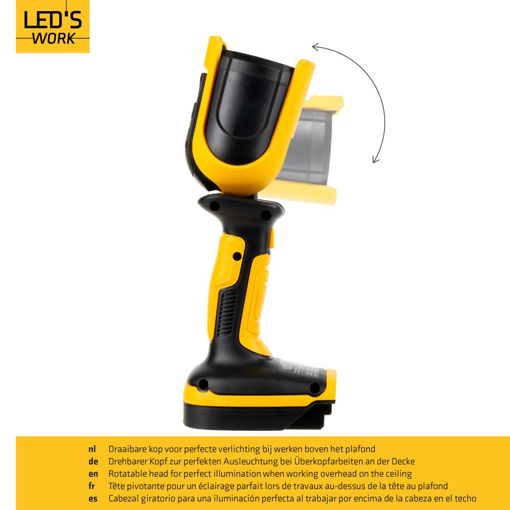 LED's Work 18V Accu werklamp incl Adapters voor elektrisch gereedschap - 5W 500lm 5000K - IP20 IK08 Werklampen LED.nl