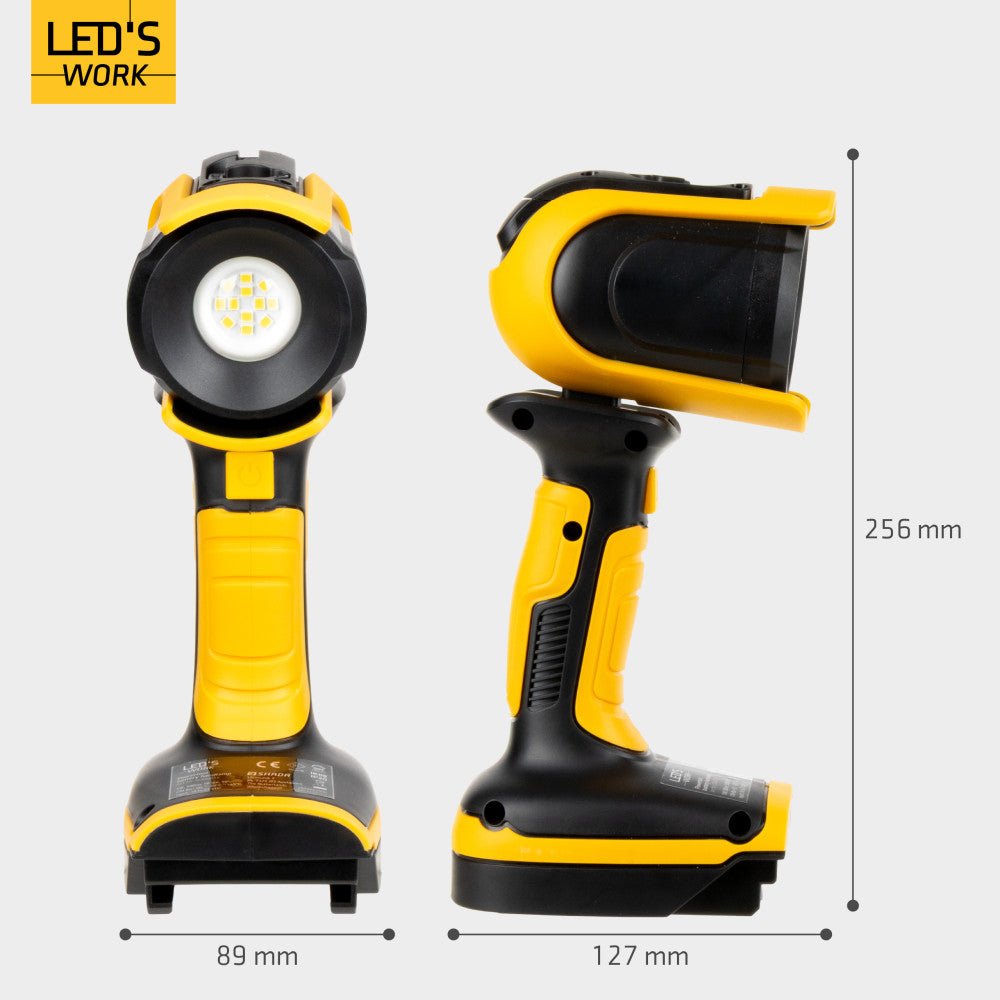 LED's Work 18V Accu werklamp incl Adapters voor elektrisch gereedschap - 5W 500lm 5000K - IP20 IK08 Werklampen LED.nl
