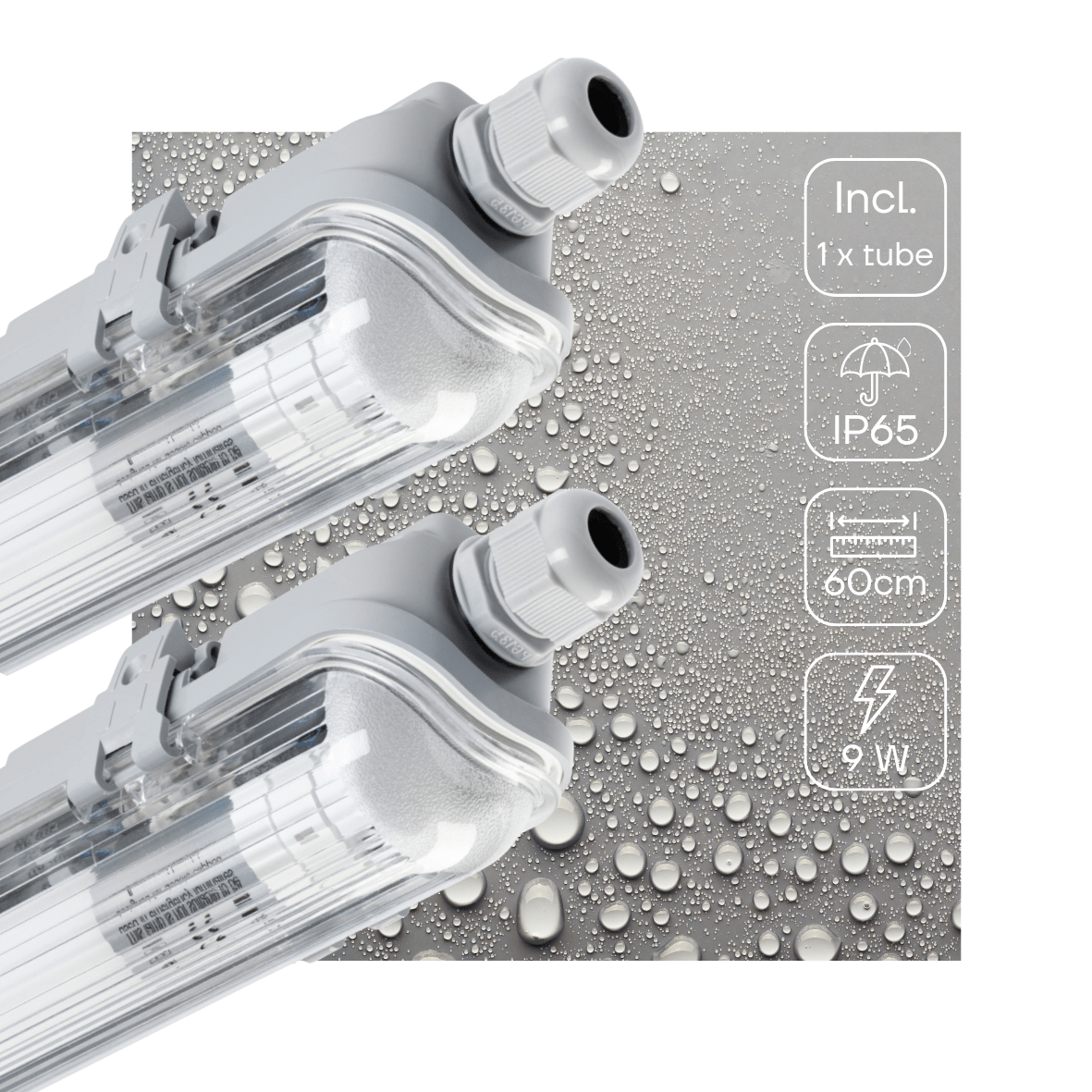 2 PACK - LED's Light LED TL armatuur 60 cm compleet met LED TL buis - 1080lm - 9W - 4000K LED.nl