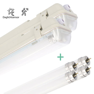 2er-Pack – LED-Leuchtstoffröhre mit Sensor – inkl. Doppelröhre (2 x 14 W, 120 cm, 4000 K), Bewegungs- und Nachtsensor – wasserdicht – 150 lm/W - LED.de