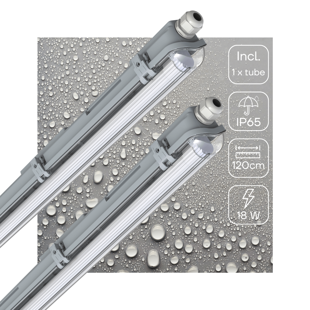 2 PACK - LED's Light LED TL armatuur met lamp 120 cm - Koud wit licht 6500 K - Waterdicht - Complete set - LED.nl