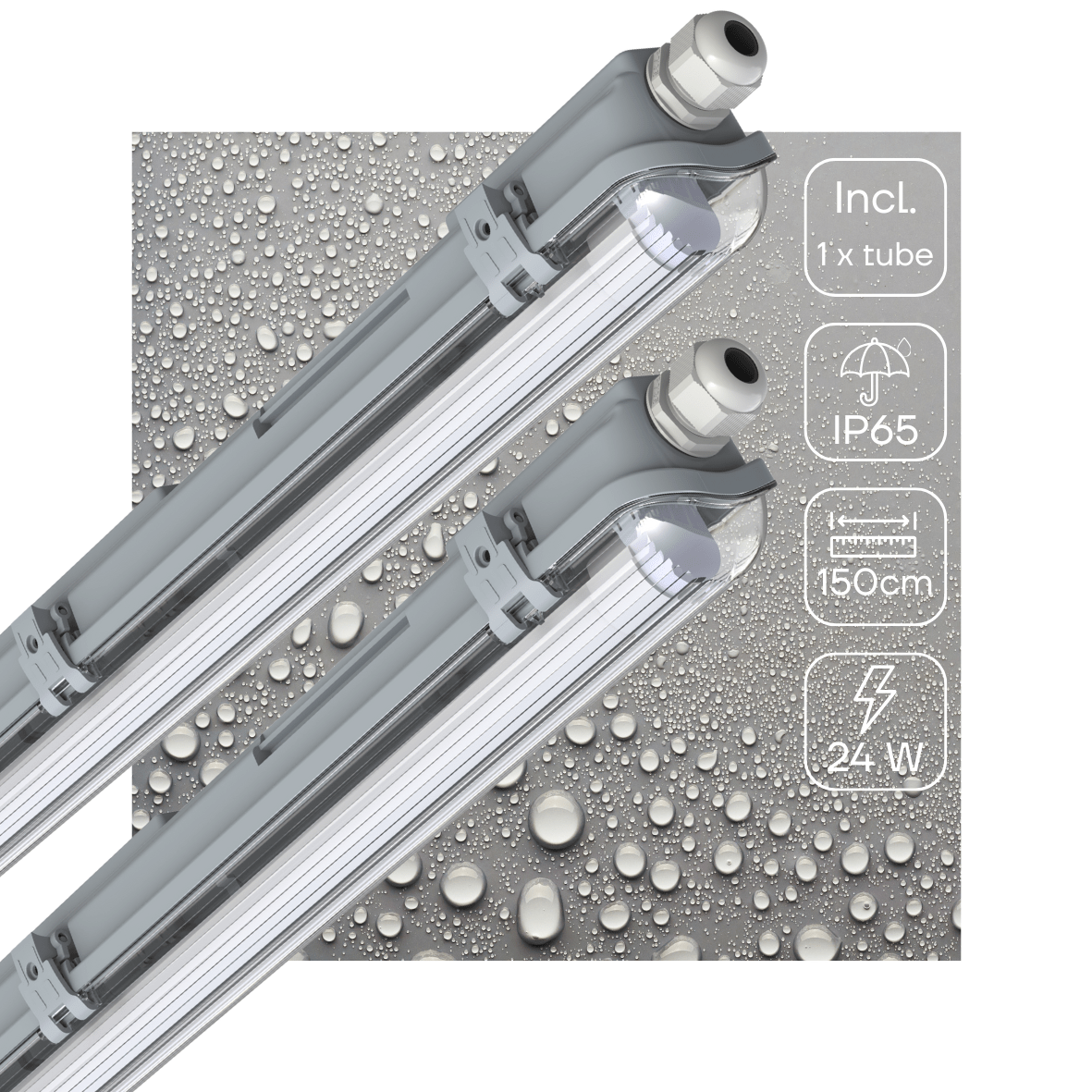 2 PACK - LED's Light LED TL armatuur met lamp 150 cm - Koud wit licht 6500 K - Waterdicht - Complete set - LED.nl
