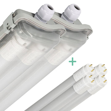 2er-Pack – LED-Doppelleuchte, 120 cm, 4000 K, inklusive 2 LED-Leuchtstoffröhren (120 cm, 4320 lm). - LED.de