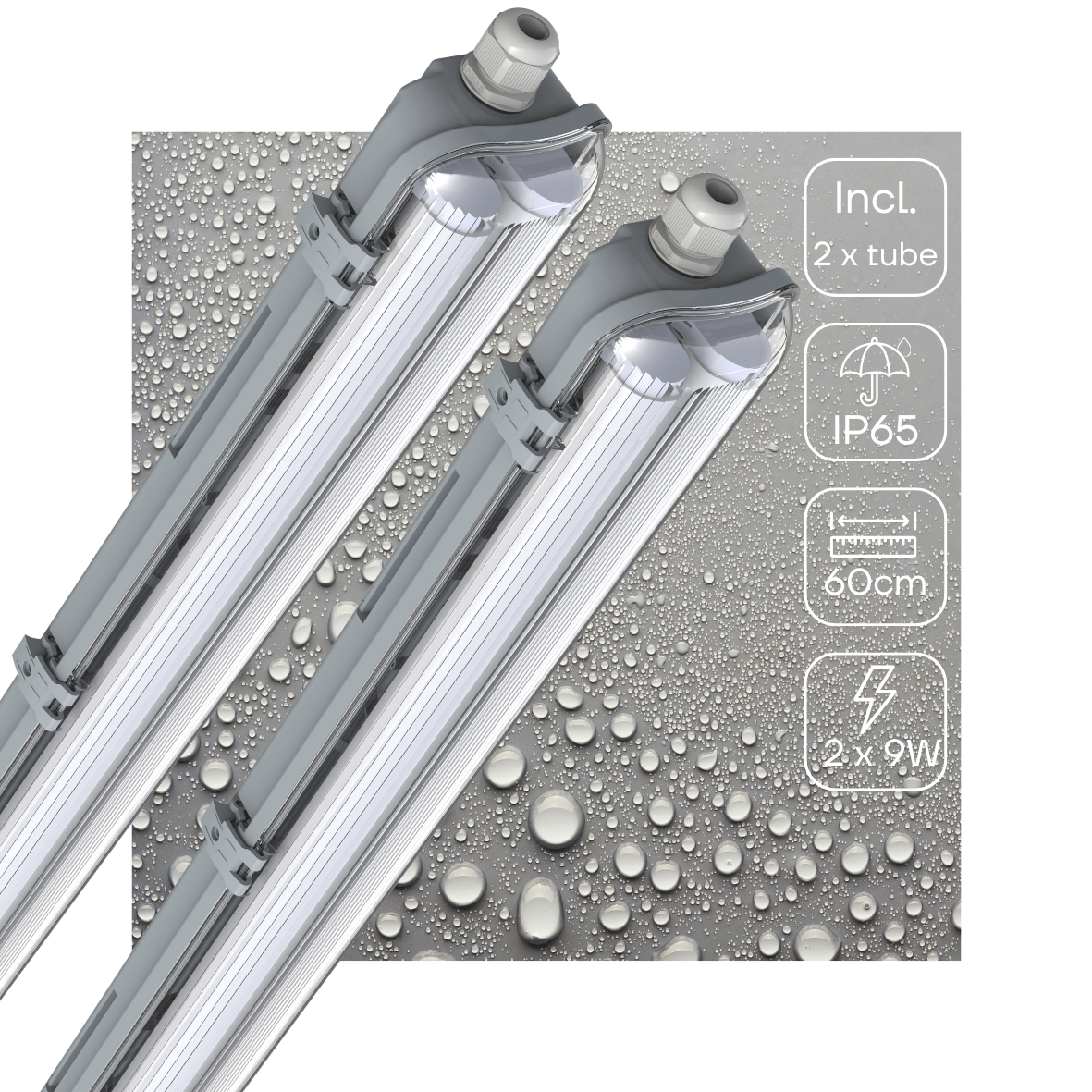 2 PACK - LED's Light LED TL dubbel armatuur 60 cm - Compleet met 2 LED TL buizen 60 cm - 1800 lm - LED.nl
