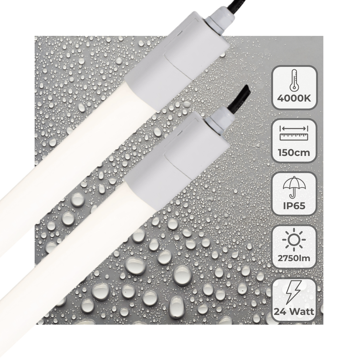 2 PACK - LED's Light LED TL verlichting compleet 150 cm - Geschikt voor buiten en binnen - 2750 lm - LED.nl