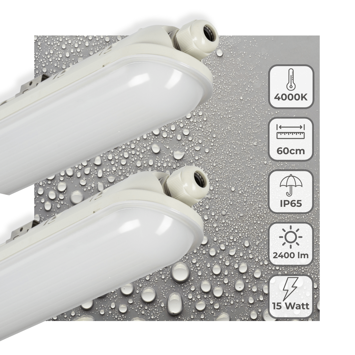 2 PACK - LED's Light Pro TL armatuur compleet 60 cm - Waterdicht - 2400 lm - LED.nl