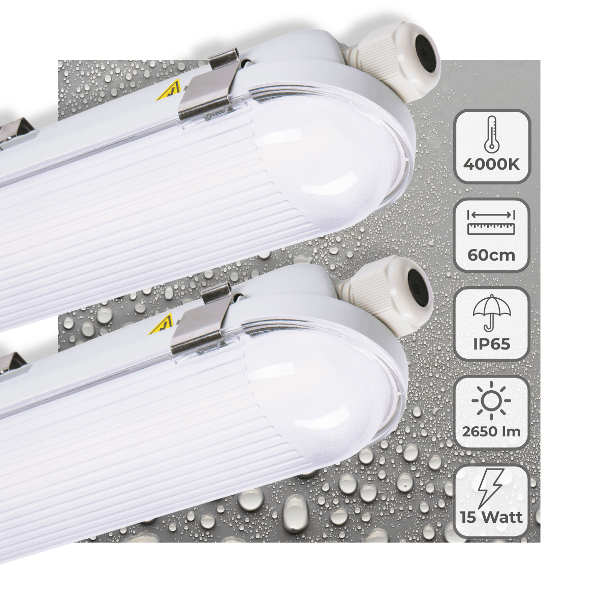 2 PACK - LED's Light Pro TL Armatuur Strip 60 cm - Energielabel B - IP65 waterdicht - 2650 lm - LED.nl