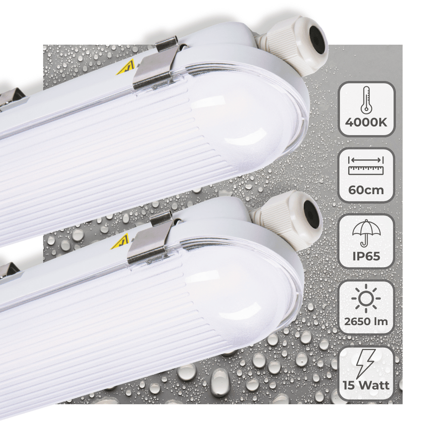 2 PACK - LED's Light Pro Philips TL Armatuur Strip 60 cm - Koppelbaar - Energielabel B - IP65 waterdicht - 2650 lm - 175lm/w TL verlichting LED.nl