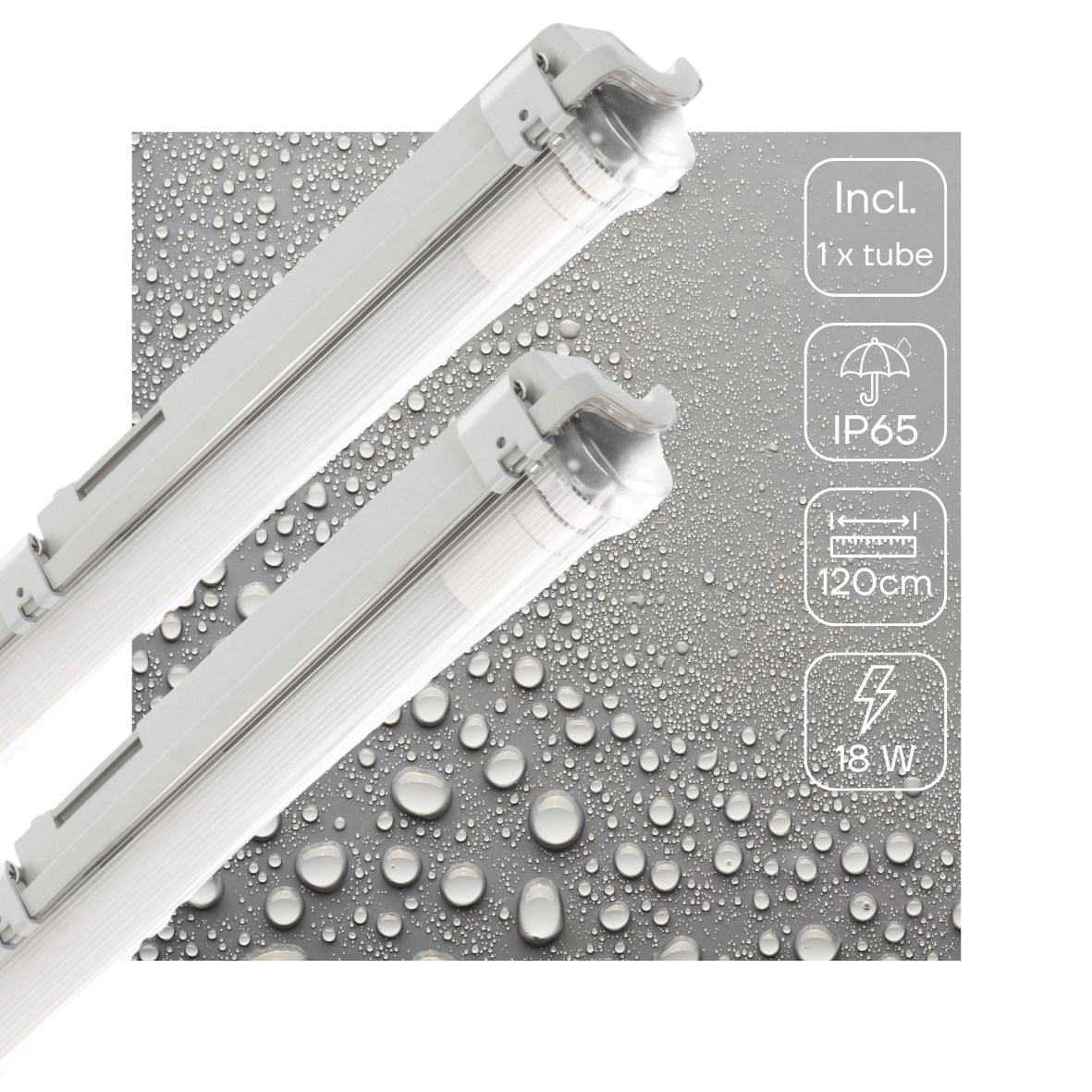 2 PACK - LED's Light Proventa TL Armatuur LED compleet 120 cm - Armatuur met LED Buis - Waterdicht - 1890 lm - LED.nl