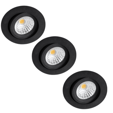 3 PACK - LED's Light Pro LED Inbouwspot Zwart - DimToWarm - Ø 68mm - Kantelbaar - Warm wit licht - CRI95- Dimbaar Inbouwspots LED.nl