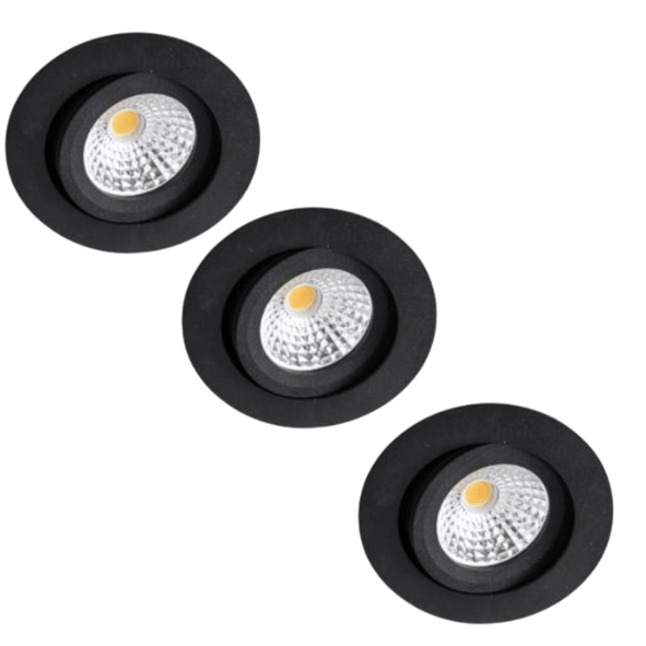 3 PACK - LED's Light Pro LED Inbouwspot Zwart - DimToWarm - Ø 68mm - Kantelbaar - Warm wit licht - CRI95 - Dimbaar - LED.nl