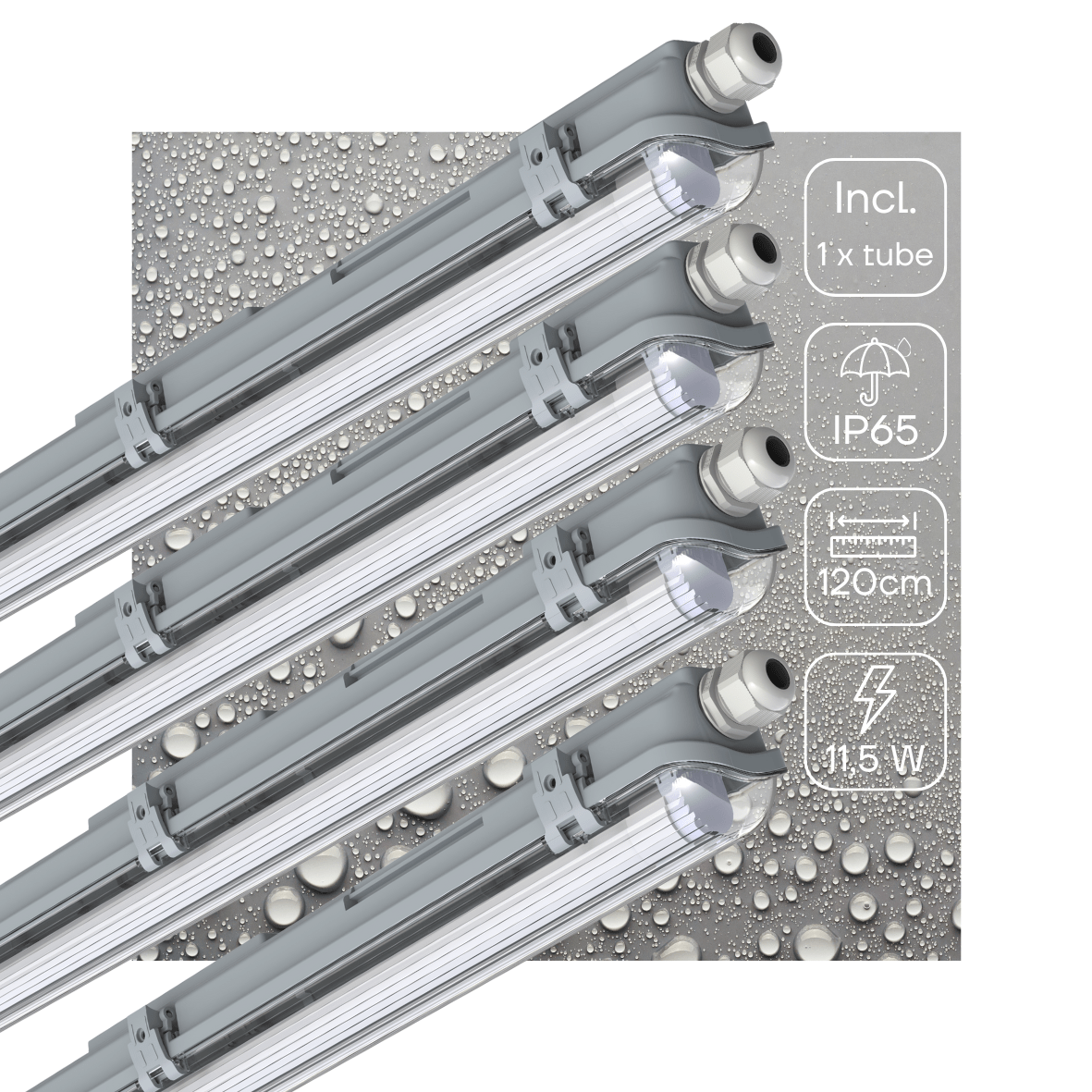 4 PACK - LED's Light Complete LED TL lamp met LED buis 120 cm - Binnen en buiten - 2130 lm - 1x11,5W - 4000K - LED.nl