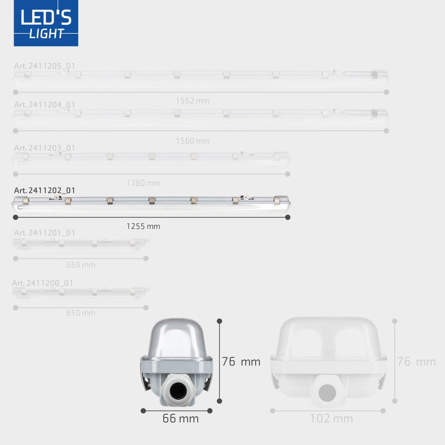 4 PACK -LED's Light Complete LED TL lamp met LED buis 150 cm - Binnen en buiten - 3060lm - 16.5W - 4000K - 185lm/w - Energielabel B LED.nl