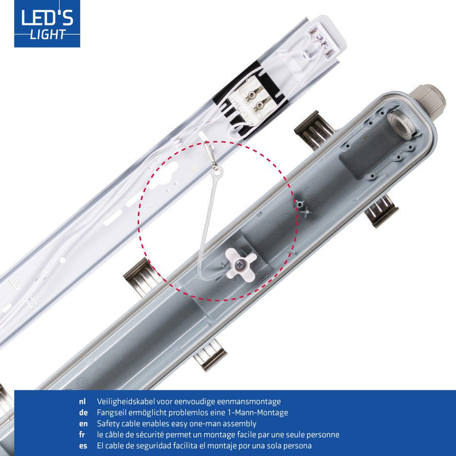 4 PACK -LED's Light Complete LED TL lamp met LED buis 150 cm - Binnen en buiten - 3060lm - 16.5W - 4000K - 185lm/w - Energielabel B LED.nl