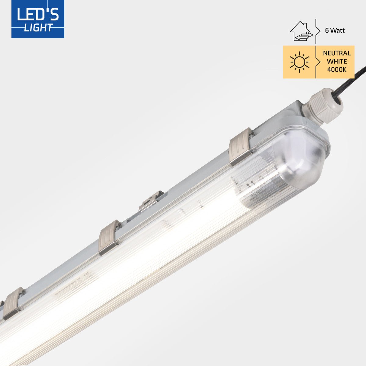 4 PACK - LED's Light Complete LED TL lamp met LED buis 60 cm - Binnen en buiten - 1100 lm - 1x6W - LED.nl
