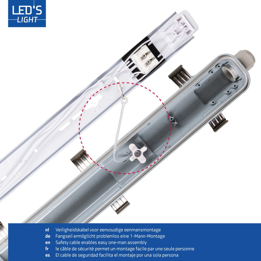 4 PACK - LED's Light Complete LED TL lamp met LED buis 60 cm - Binnen en buiten - 1100 lm - 1x6W - 185lm/w - Energielabel B LED.nl
