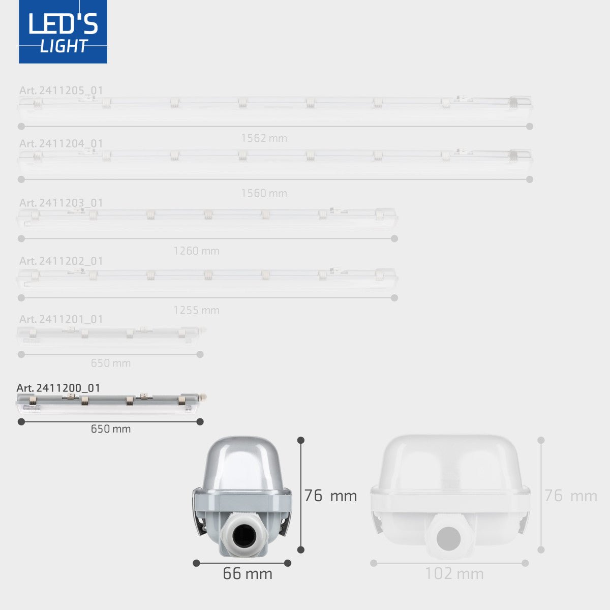 4 PACK - LED's Light Complete LED TL lamp met LED buis 60 cm - Binnen en buiten - 1100 lm - 1x6W - LED.nl
