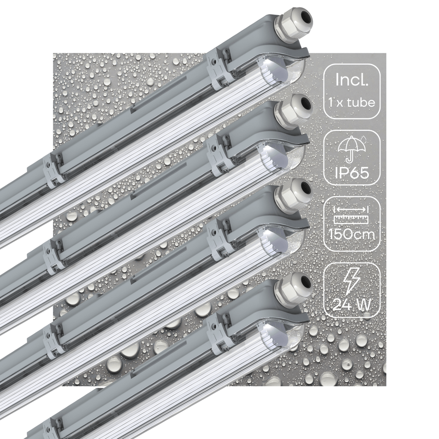 4 PACK - LED's Light LED TL 4 armaturen met lampen 150 cm - Koud wit licht 6500 K - Waterdicht - Complete set - 4 stuks TL verlichting LED.nl